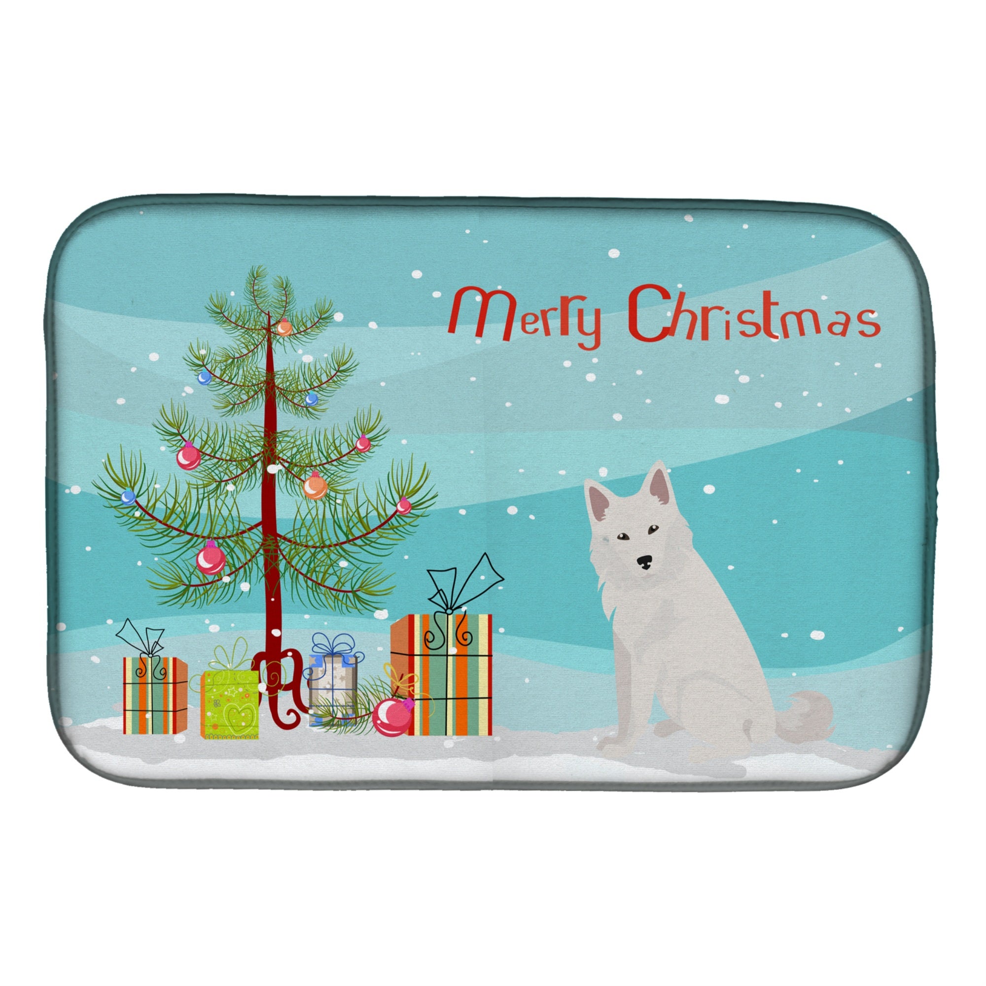 Caroline'S Treasures Ck3498Ddm Danish Spitz Christmas Tree Dish-Drying-Mats, 14 X 21, Multicolor