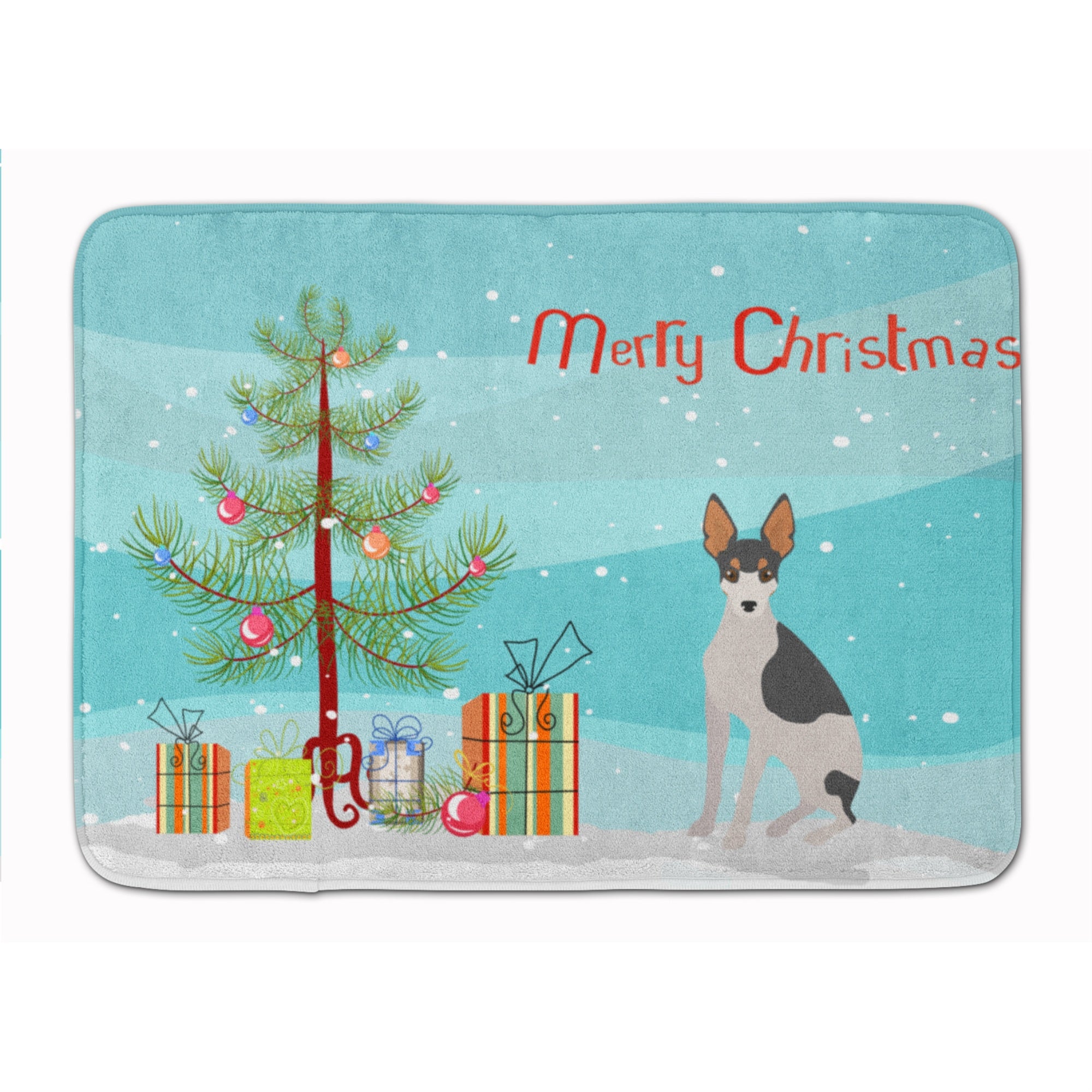 Caroline'S Treasures Miniature Fox Terrier #2 Christmas Tree Machine Washable Memory Foam Mat Doormats, Multicolor