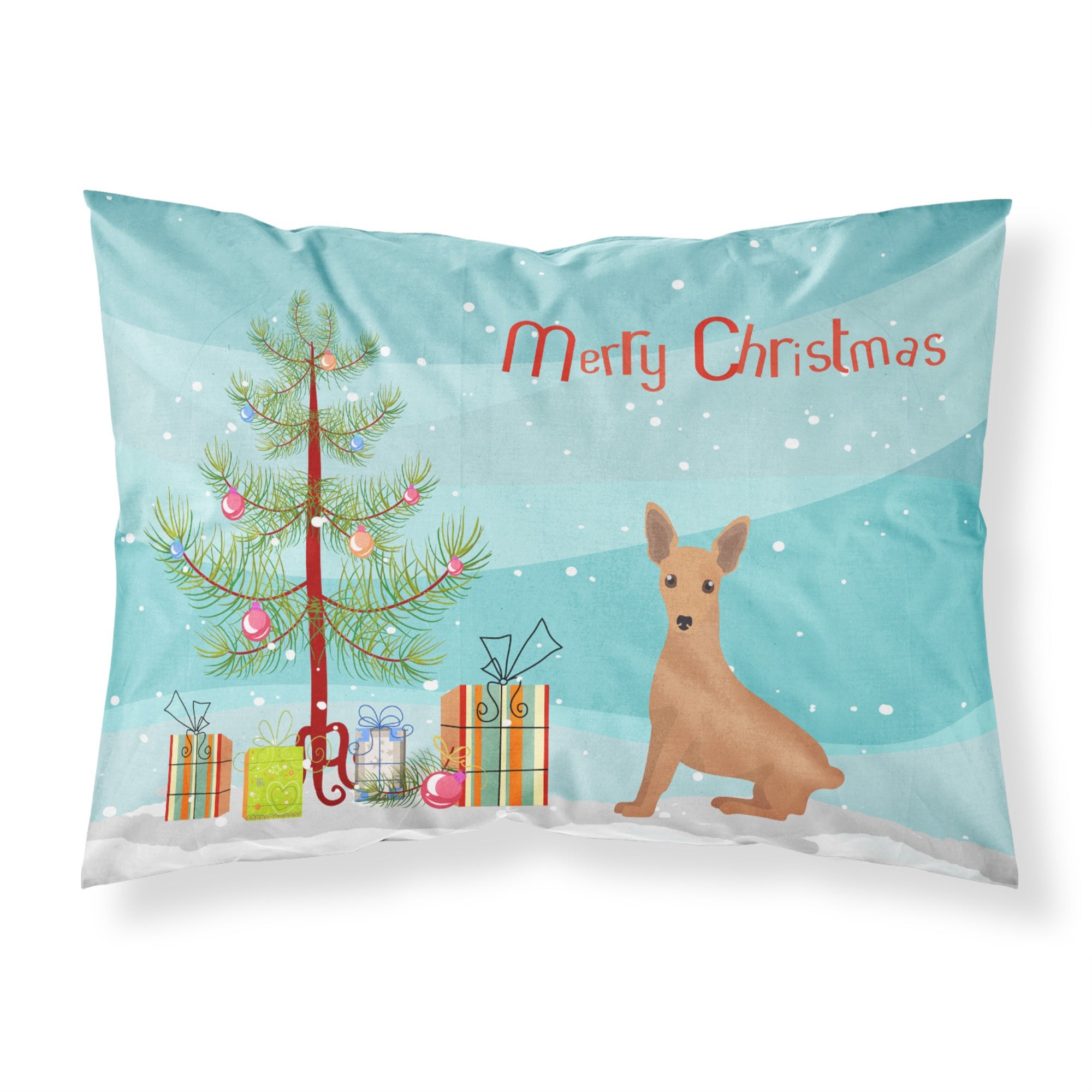 Caroline'S Treasures Miniature Pinscher Christmas Tree Fabric Standard Pillowcases, Multicolor