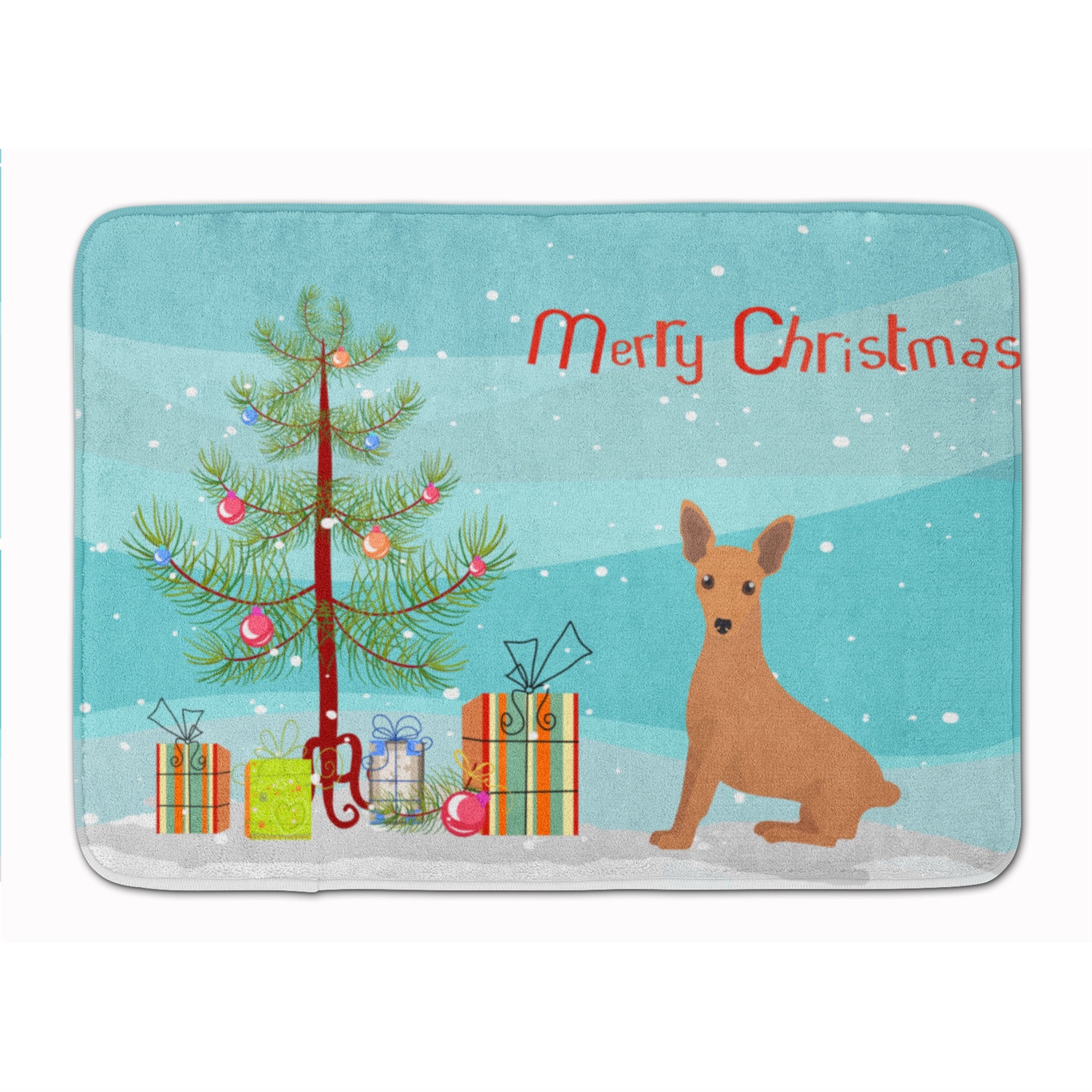 Caroline'S Treasures Miniature Pinscher Christmas Tree Machine Washable Memory Foam Mat Doormats, Multicolor