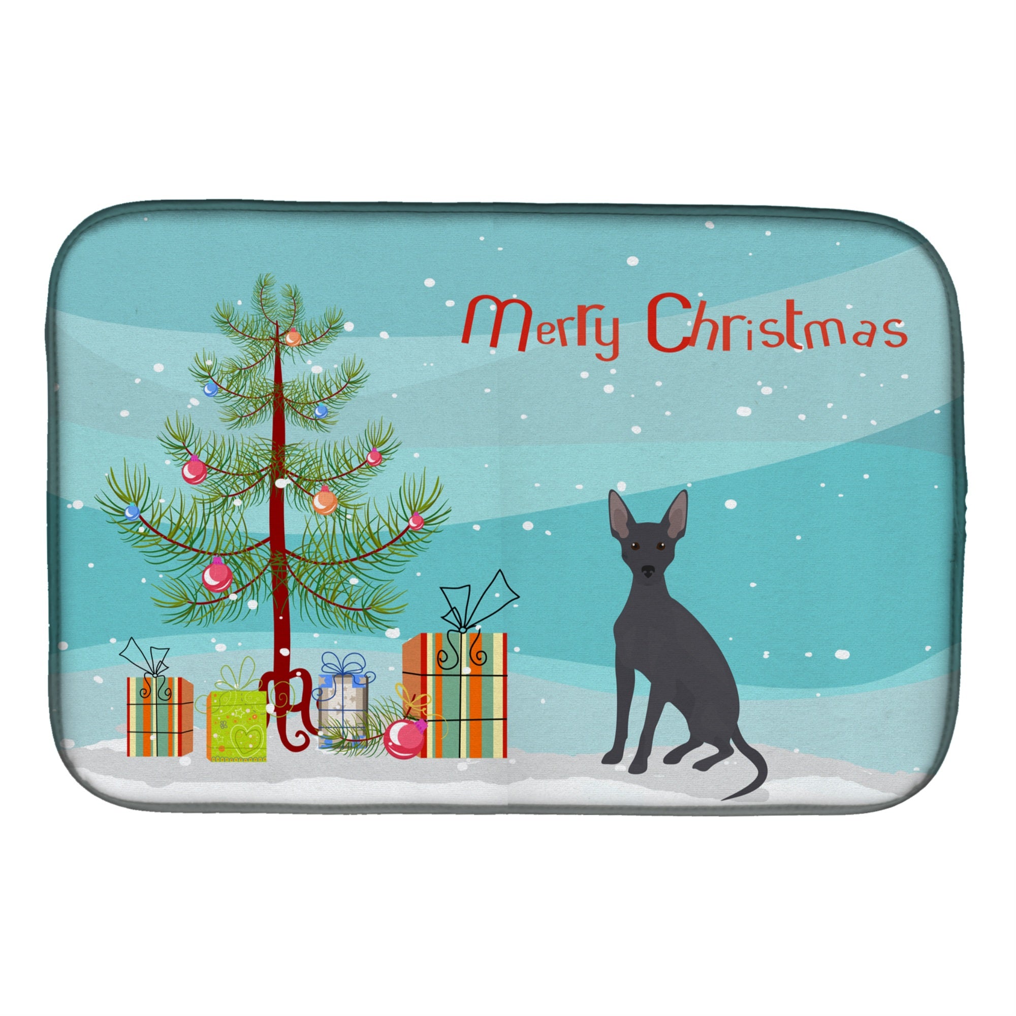 Caroline'S Treasures Ck3507Ddm Peruvian Hairless Dog Christmas Tree Dish-Drying-Mats, 14 X 21, Multicolor