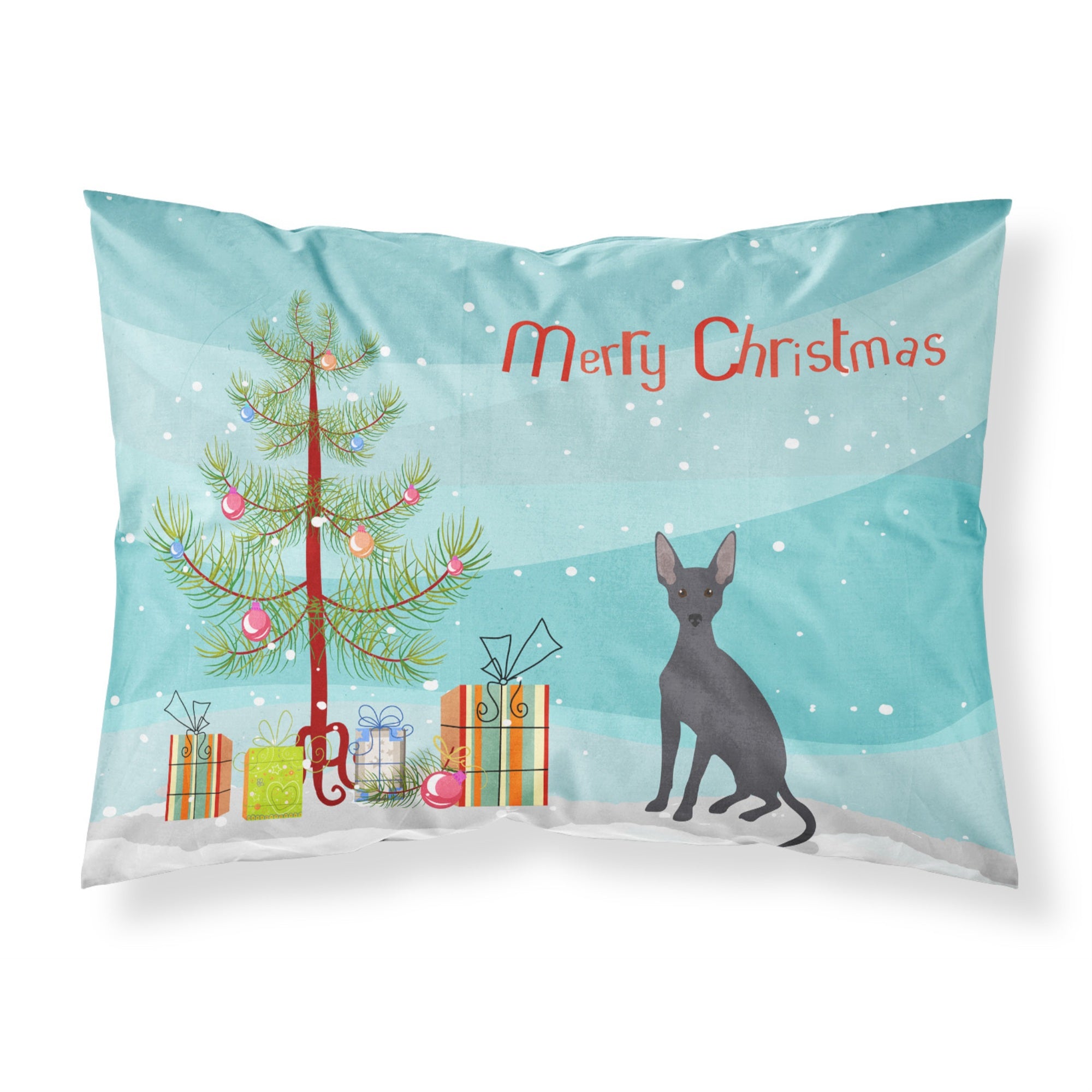 Caroline'S Treasures Peruvian Hairless Dog Christmas Tree Fabric Standard Pillowcases, Multicolor