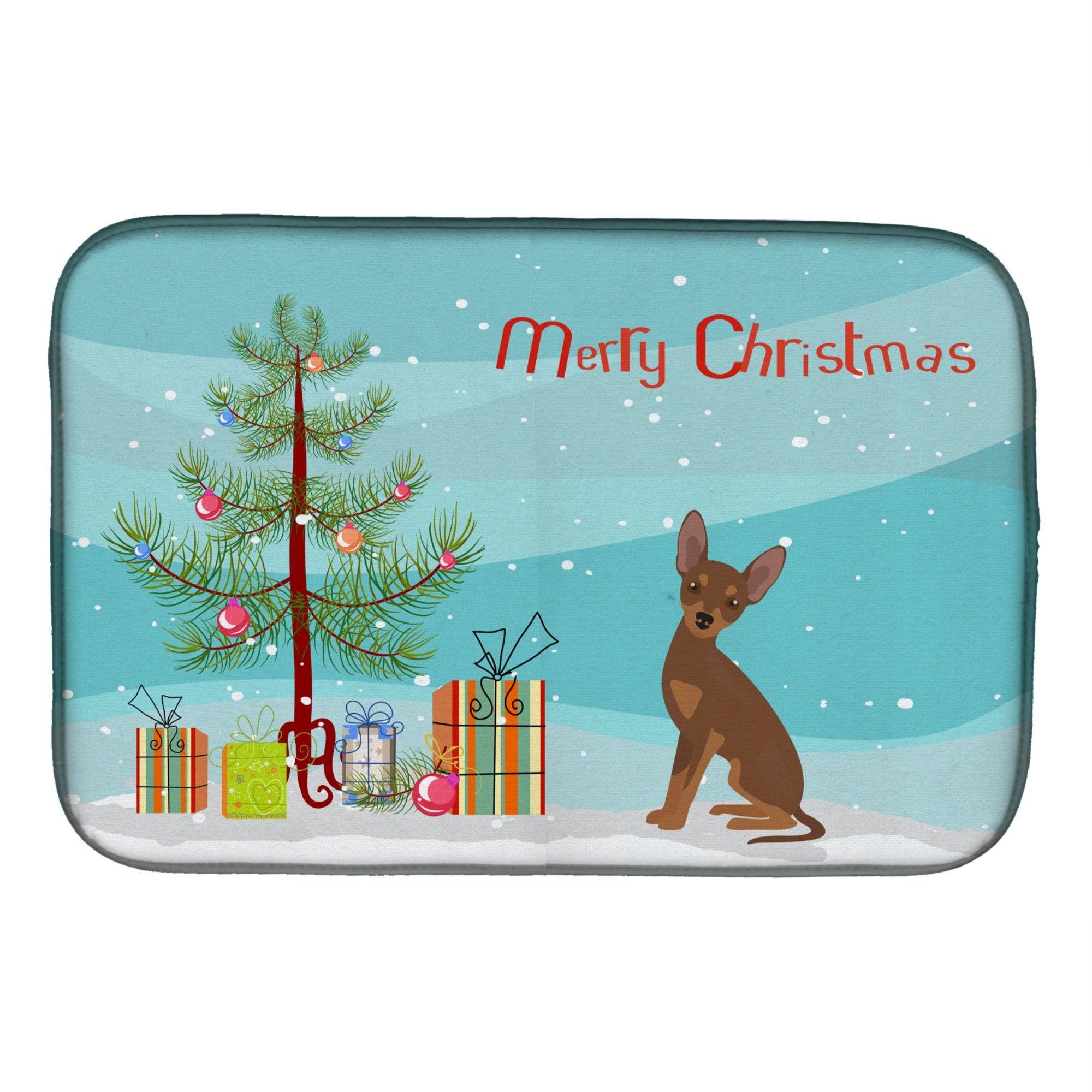 Caroline'S Treasures Ck3508Ddm Brown Prague Ratter Christmas Tree Dish-Drying-Mats, 14 X 21, Multicolor