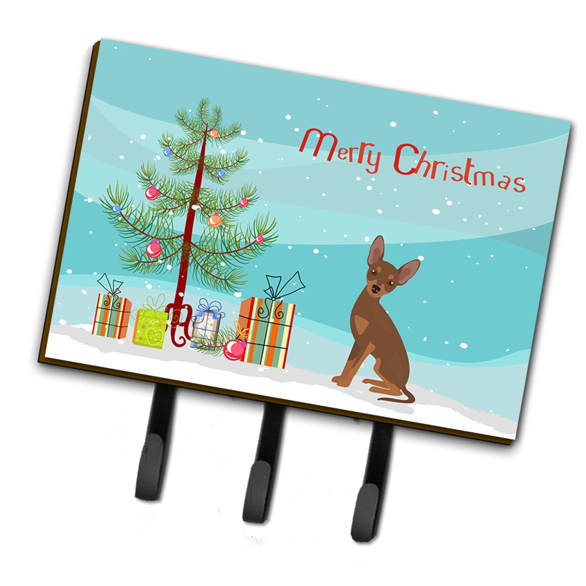 Caroline'S Treasures Brown Prague Ratter Christmas Tree Leash Or Key Holder Hooks, Multicolor