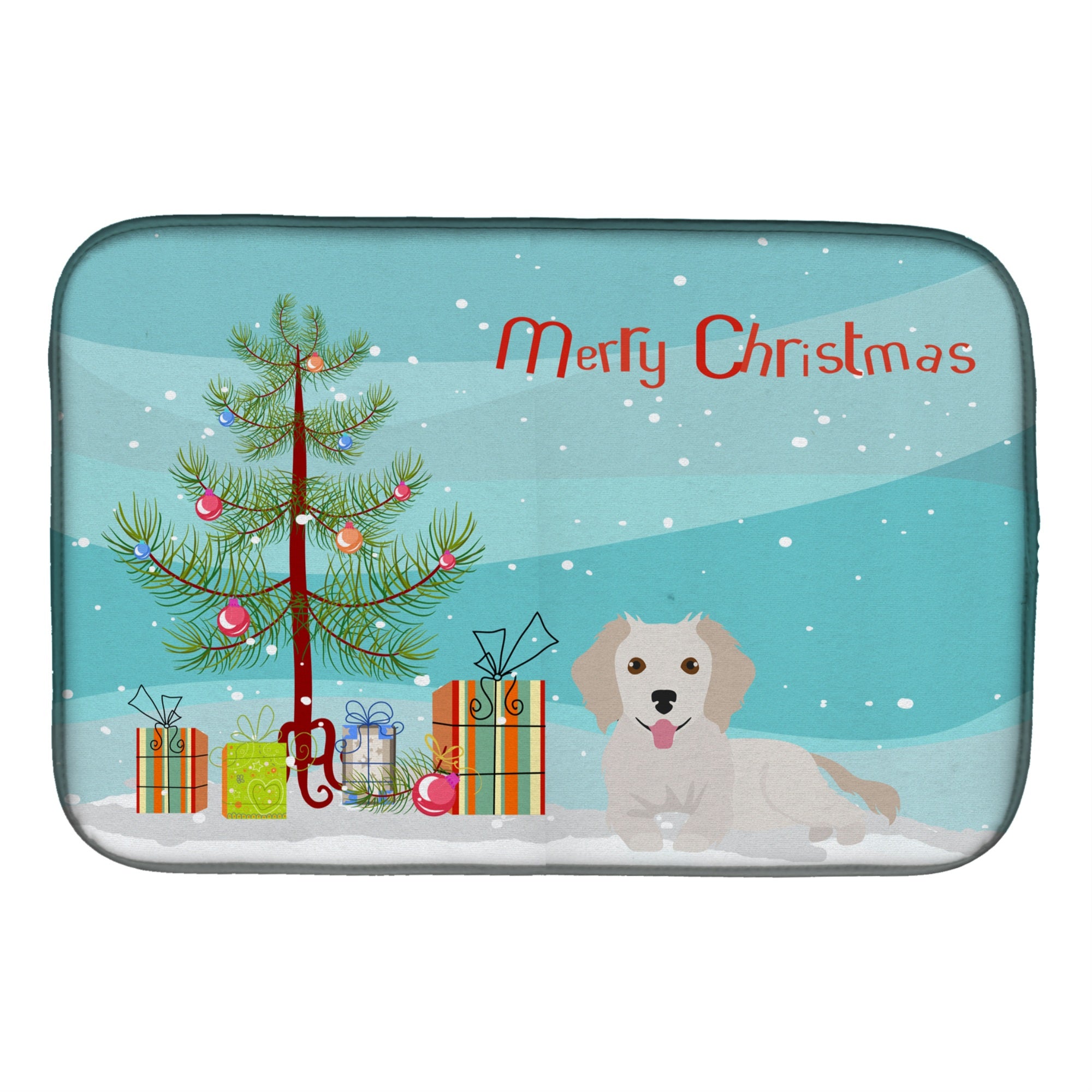 Caroline'S Treasures Small Greek Domestic Dog Kokoni #2 Christmas Tree Dish-Drying-Mats, 14 X 21, Multicolor