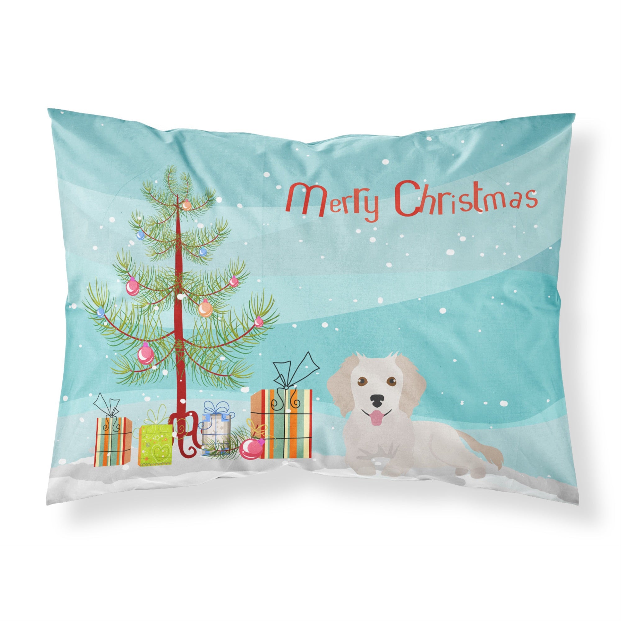 Caroline'S Treasures Small Greek Domestic Dog Kokoni #2 Christmas Tree Fabric Standard Pillowcases, Multicolor