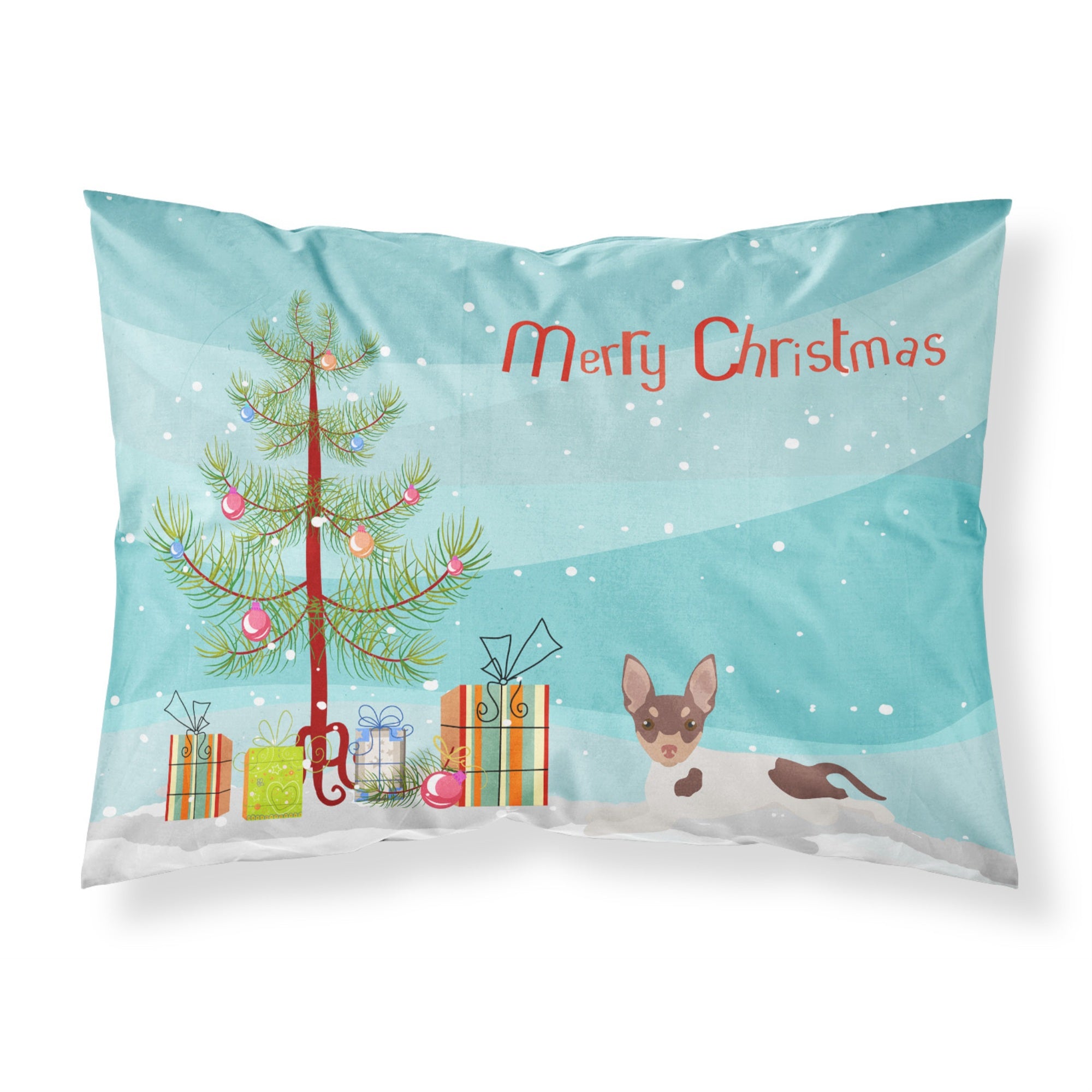 Caroline'S Treasures Toy Fox Terrier Christmas Tree Fabric Standard Pillowcases, Multicolor