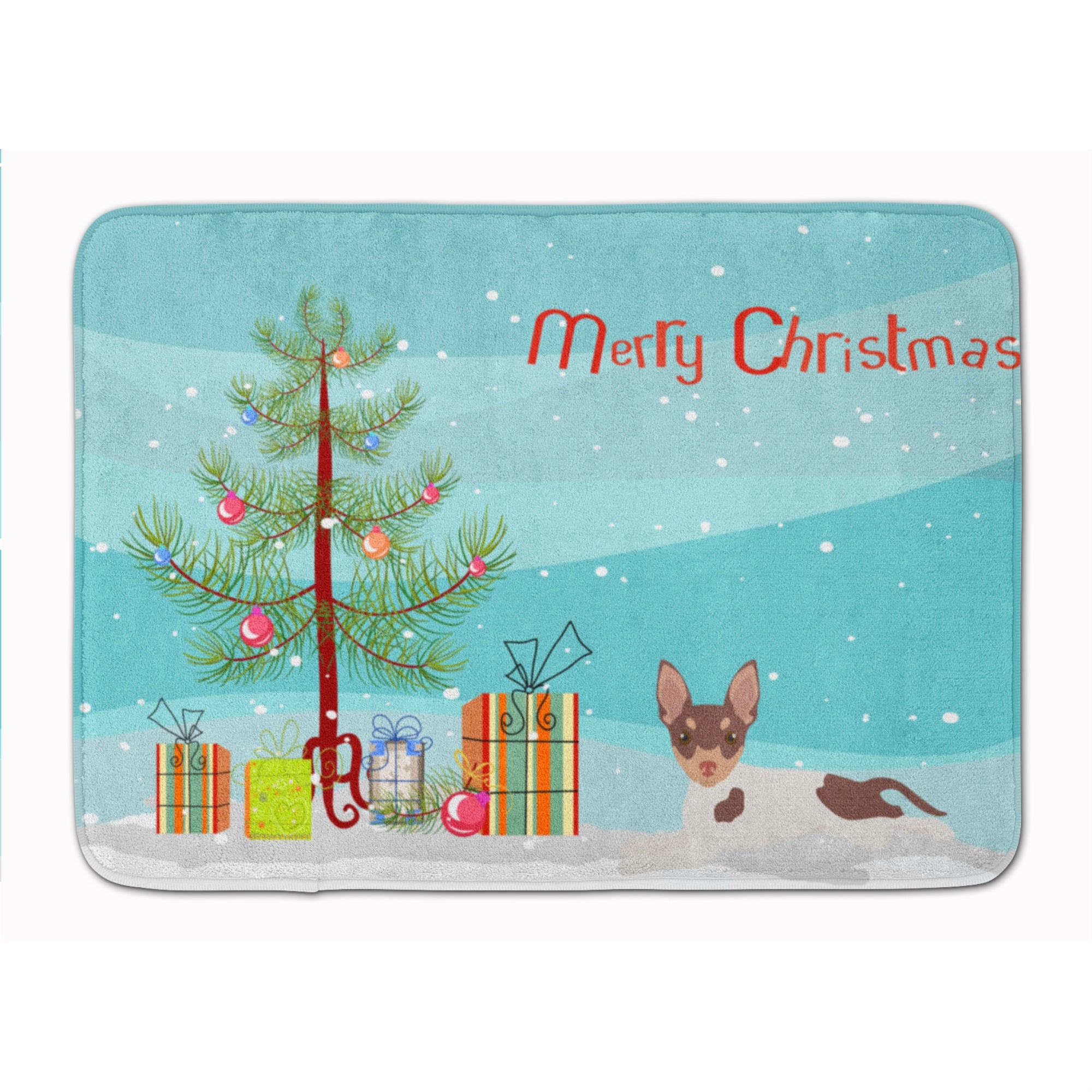 Caroline'S Treasures Toy Fox Terrier Christmas Tree Machine Washable Memory Foam Mat Doormats, Multicolor