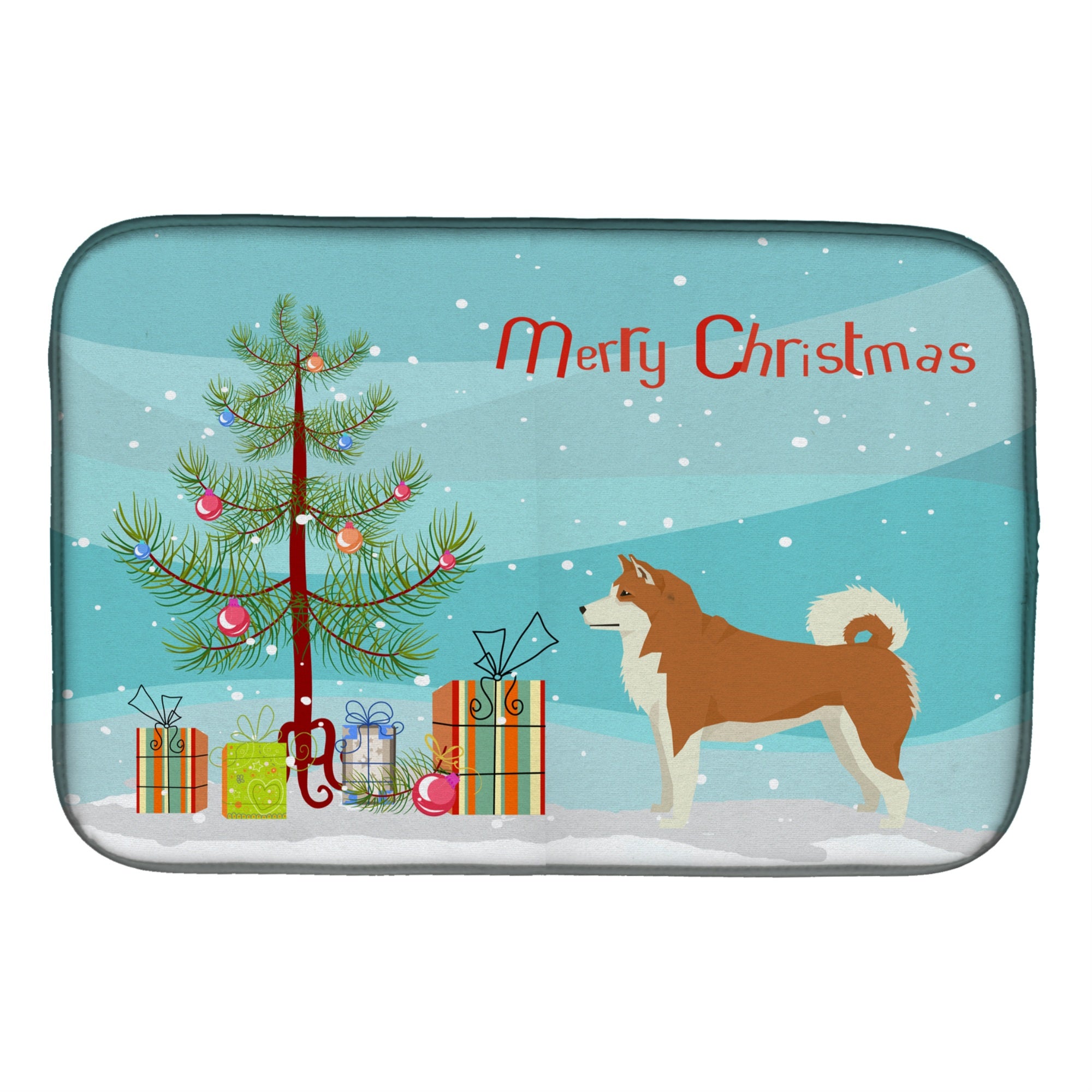 Caroline'S Treasures Ck3512Ddm Akita Christmas Tree Dish-Drying-Mats, 14 X 21, Multicolor