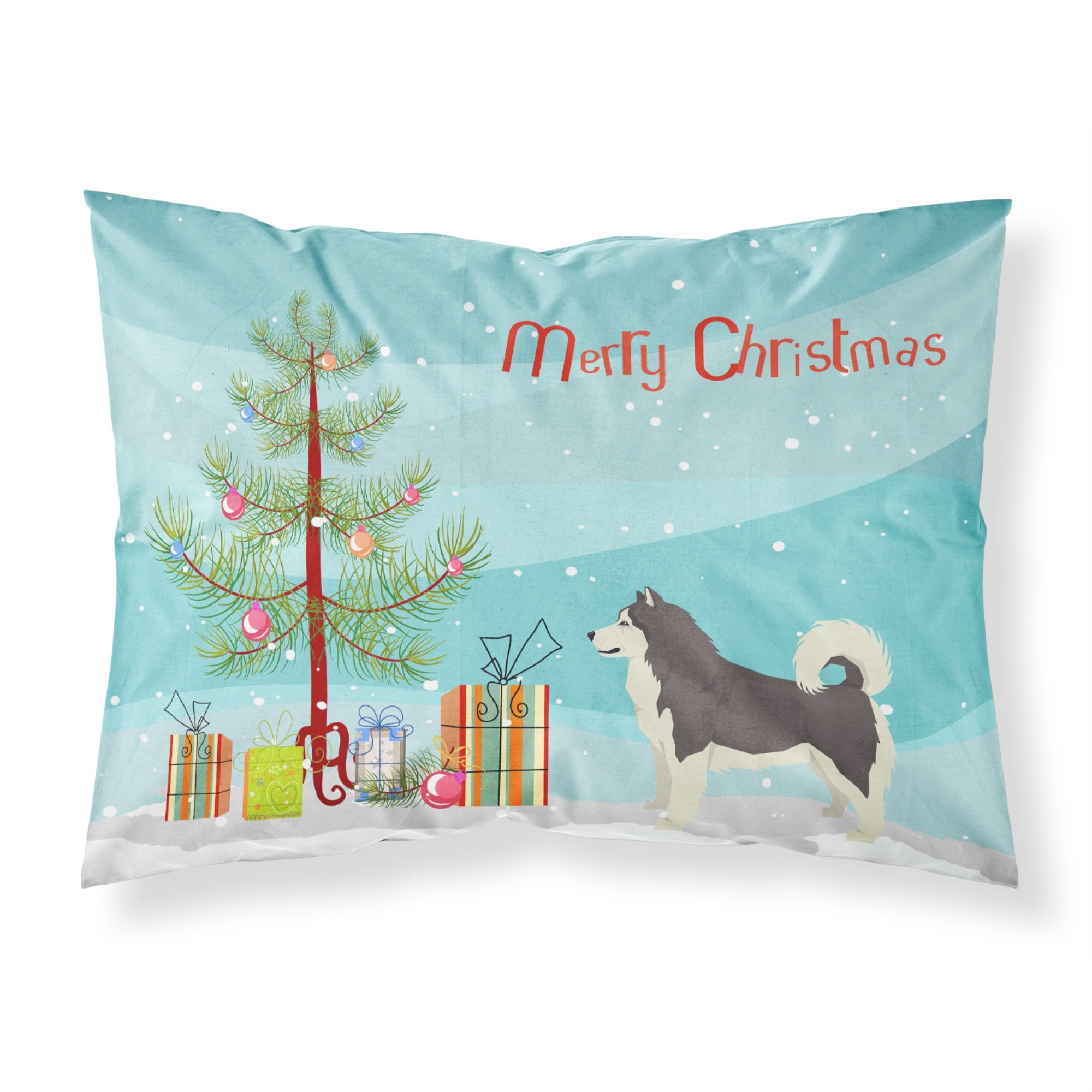 Caroline'S Treasures Alaskan Malamute Christmas Tree Fabric Standard Pillowcases, Multicolor