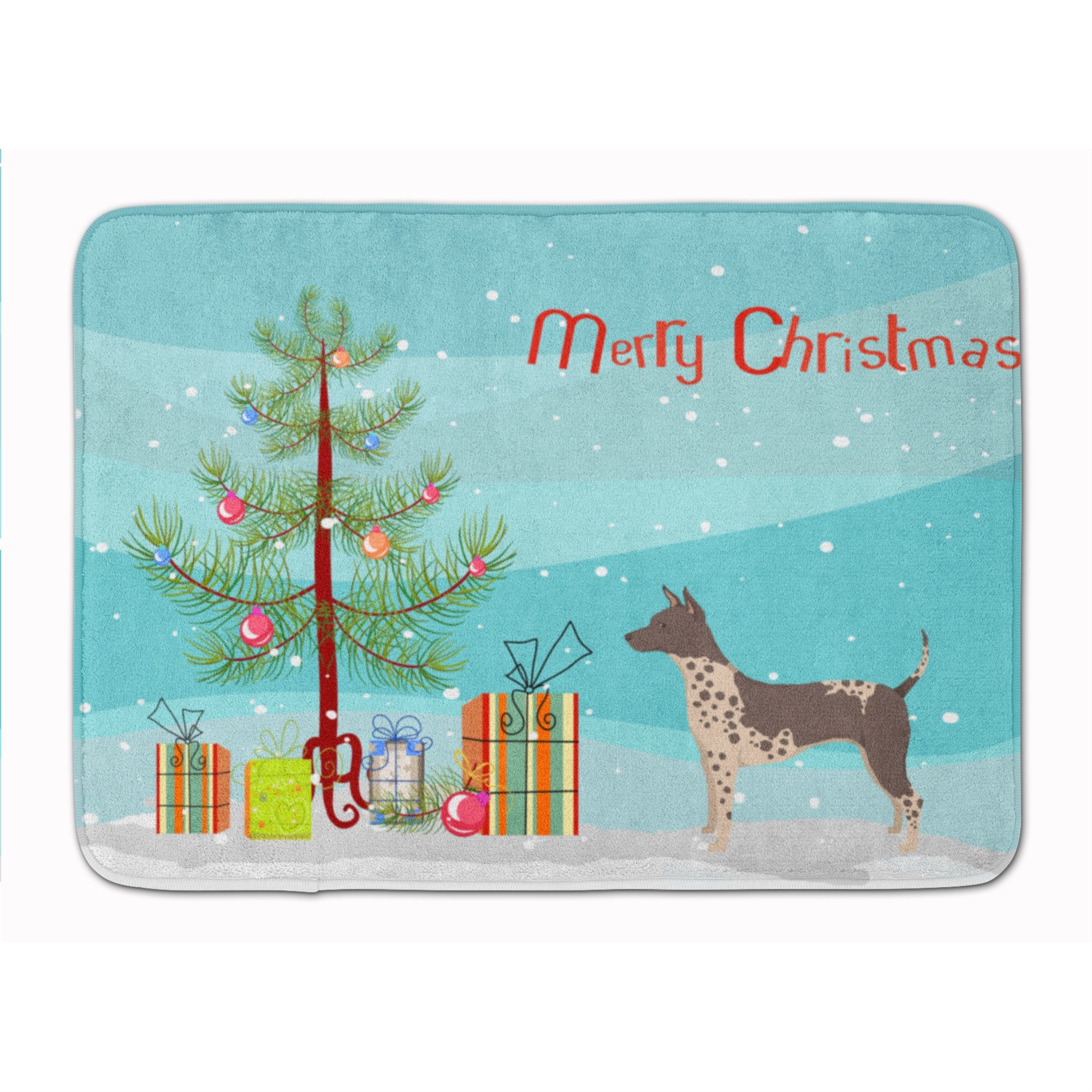 Caroline'S Treasures American Hairless Terrier Christmas Tree Machine Washable Memory Foam Mat Doormats, Multicolor