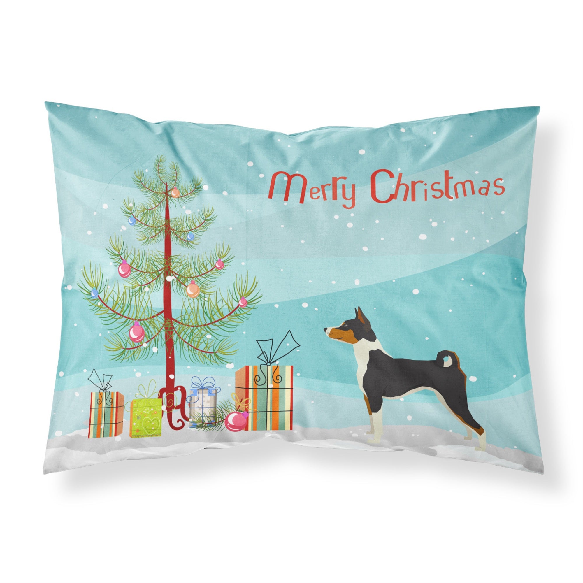 Caroline'S Treasures Basenji Christmas Tree Fabric Standard Pillowcases, Multicolor