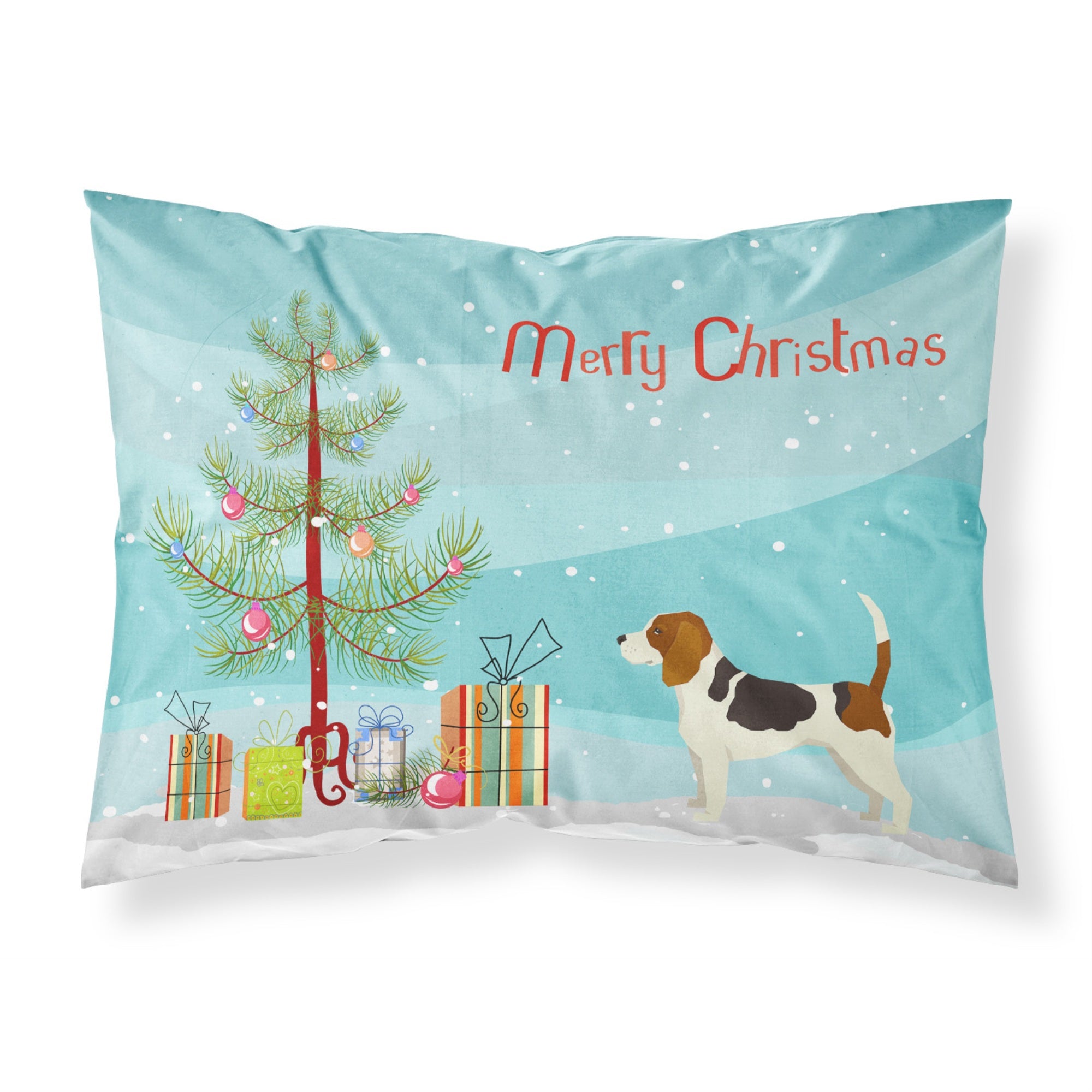 Caroline'S Treasures Beagle Christmas Tree Fabric Standard Pillowcases, Multicolor