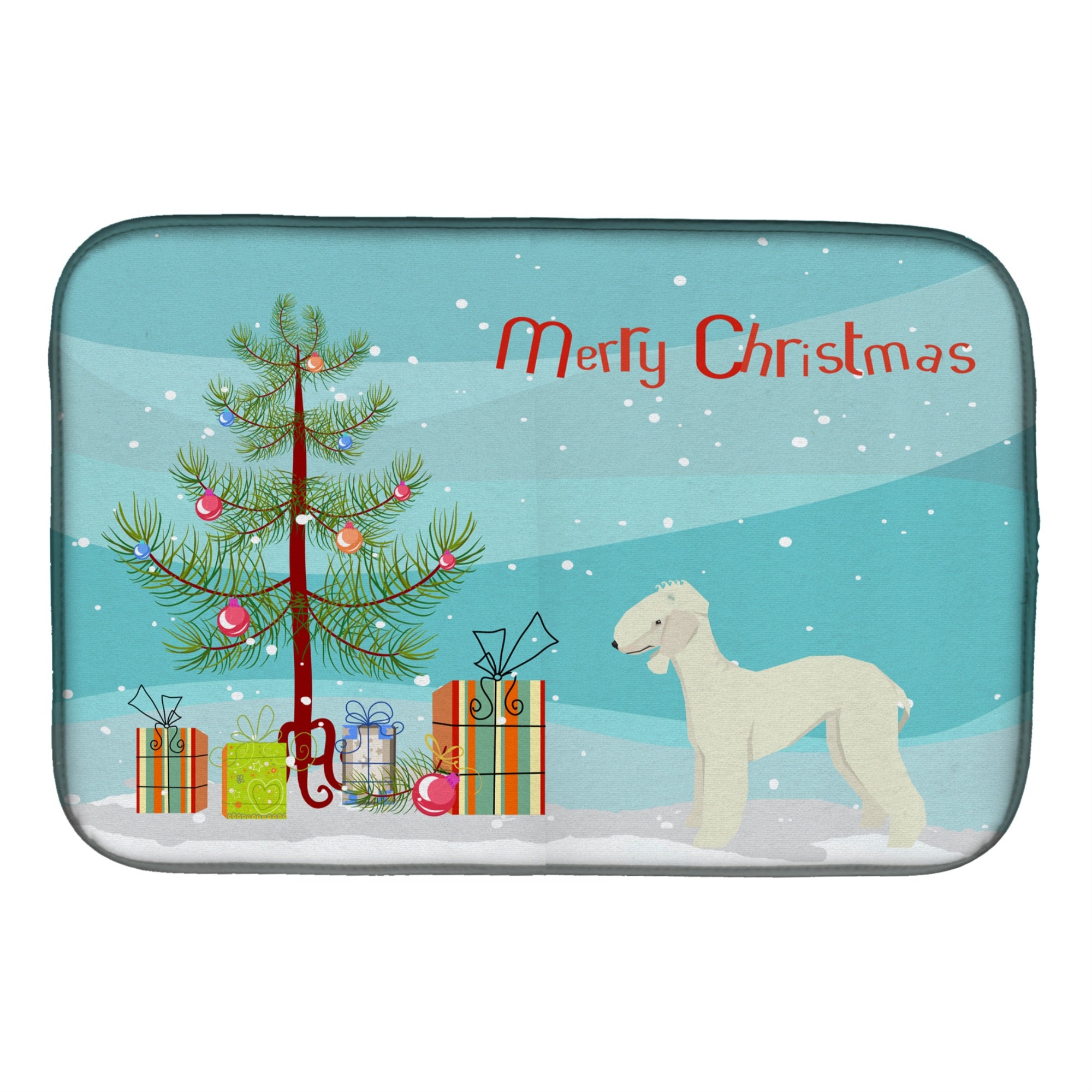 Caroline'S Treasures Ck3520Ddm Bedlington Terrier Christmas Tree Dish-Drying-Mats, 14 X 21, Multicolor