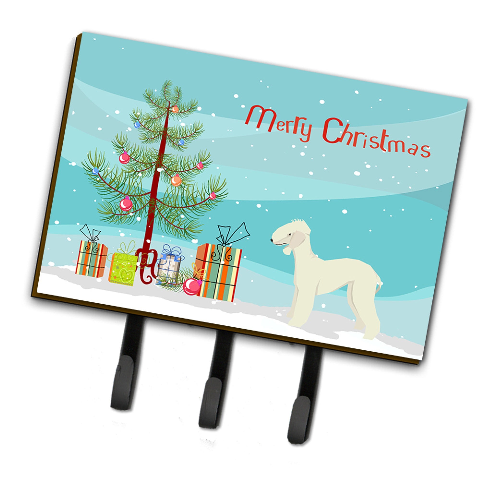 Caroline'S Treasures Bedlington Terrier Christmas Tree Leash Or Key Holder Hooks, Multicolor