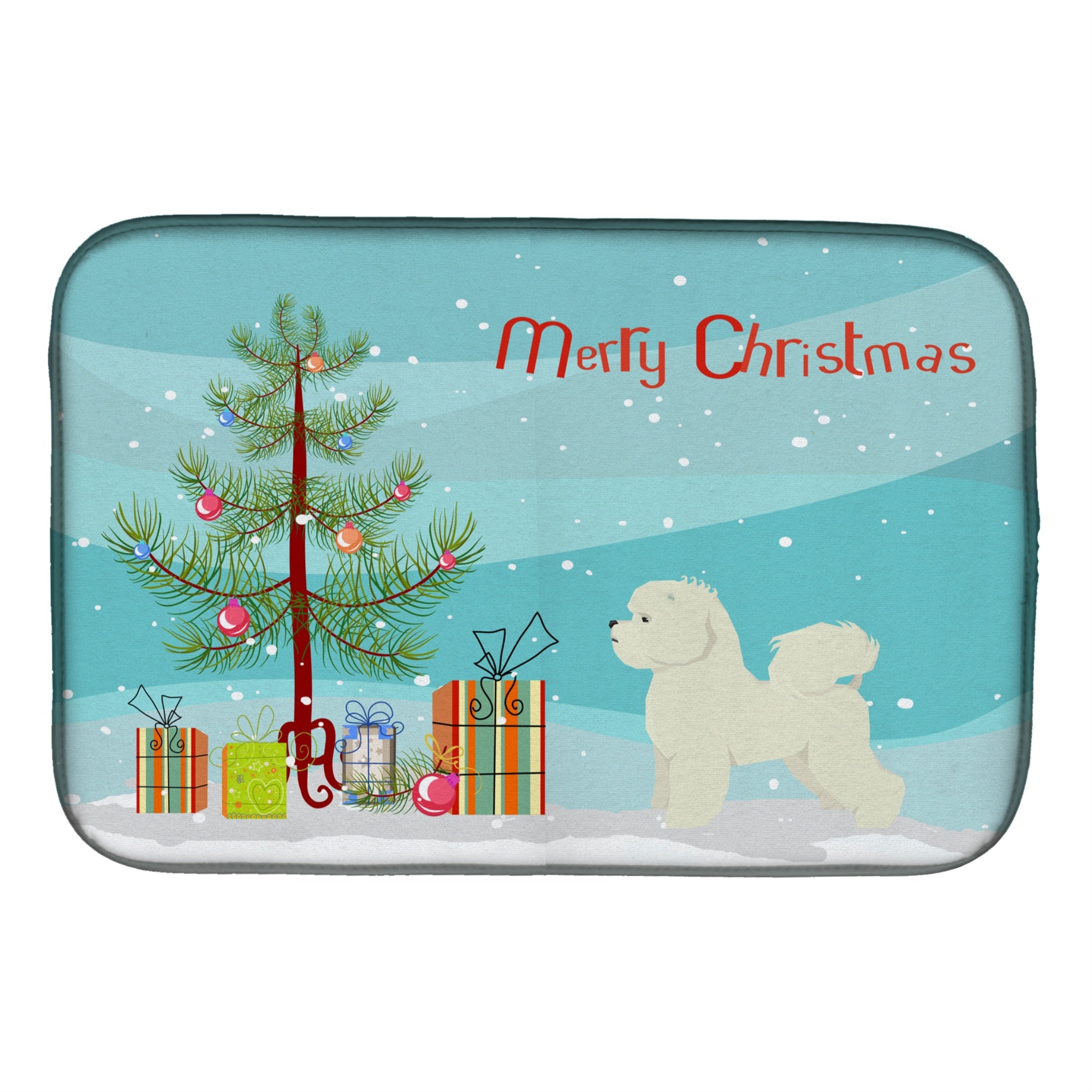 Caroline'S Treasures Ck3521Ddm Bichon Frise Christmas Tree Dish-Drying-Mats, 14 X 21, Multicolor