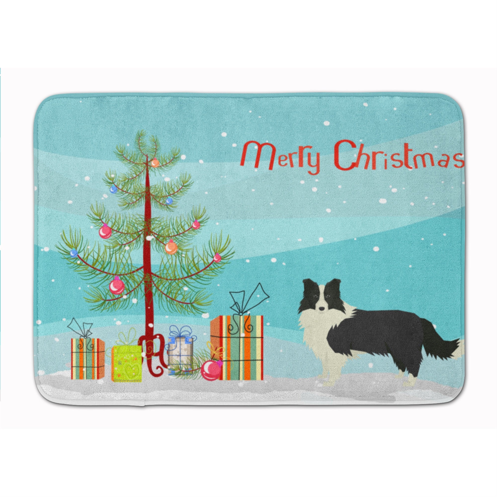 Caroline'S Treasures Border Collie Christmas Tree Machine Washable Memory Foam Mat Doormats, Multicolor