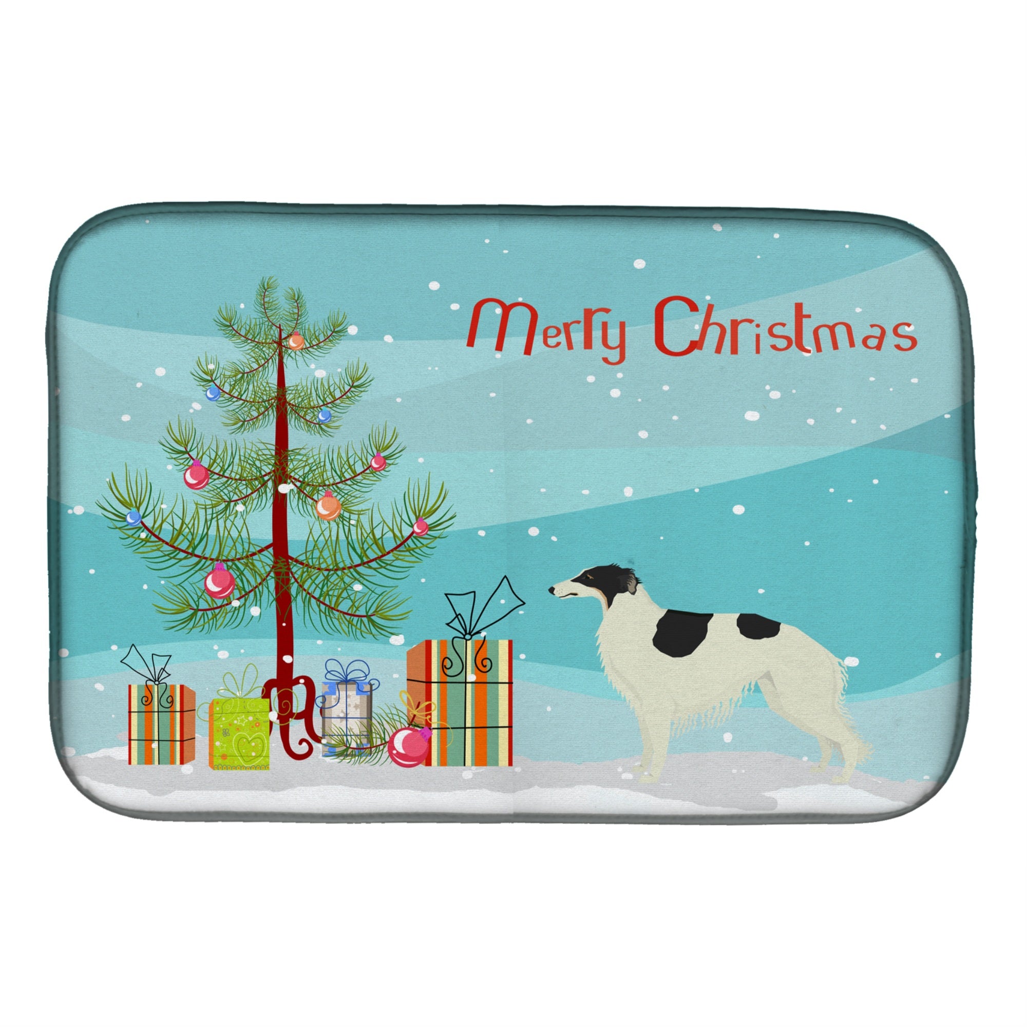 Caroline'S Treasures Ck3524Ddm Borzoi Christmas Tree Dish-Drying-Mats, 14 X 21, Multicolor