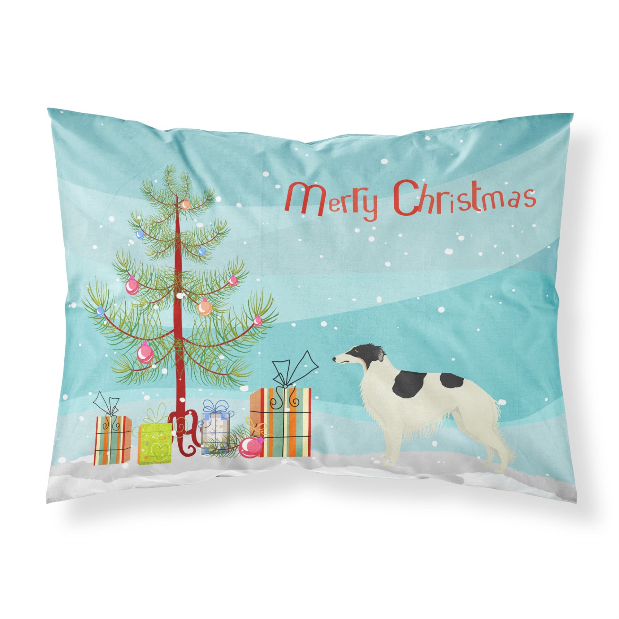 Caroline'S Treasures Borzoi Christmas Tree Fabric Standard Pillowcases, Multicolor