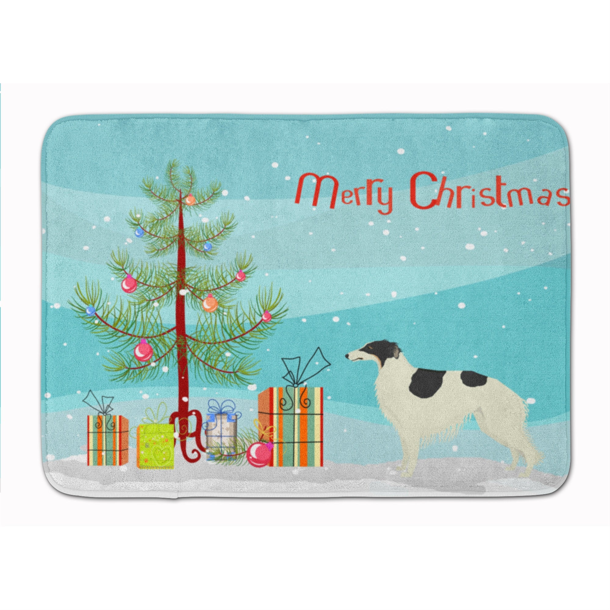 Caroline'S Treasures Borzoi Christmas Tree Machine Washable Memory Foam Mat Doormats, Multicolor