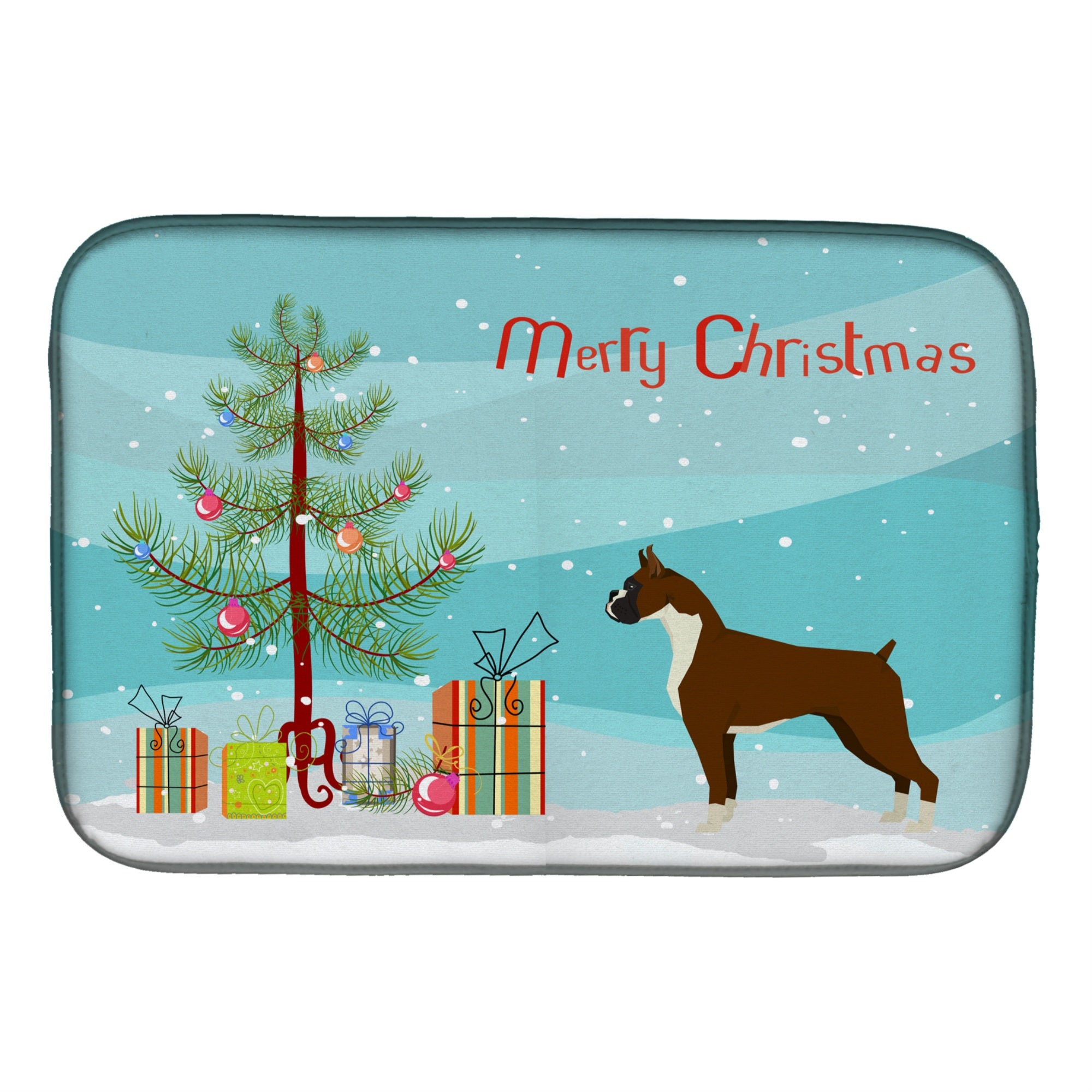 Caroline'S Treasures Ck3526Ddm Boxer Christmas Tree Dish-Drying-Mats, 14 X 21, Multicolor
