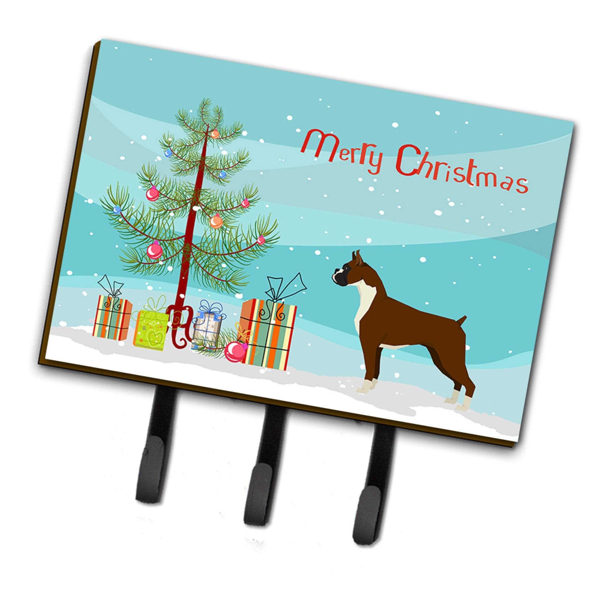 Caroline'S Treasures Boxer Christmas Tree Leash Or Key Holder Hooks, Multicolor