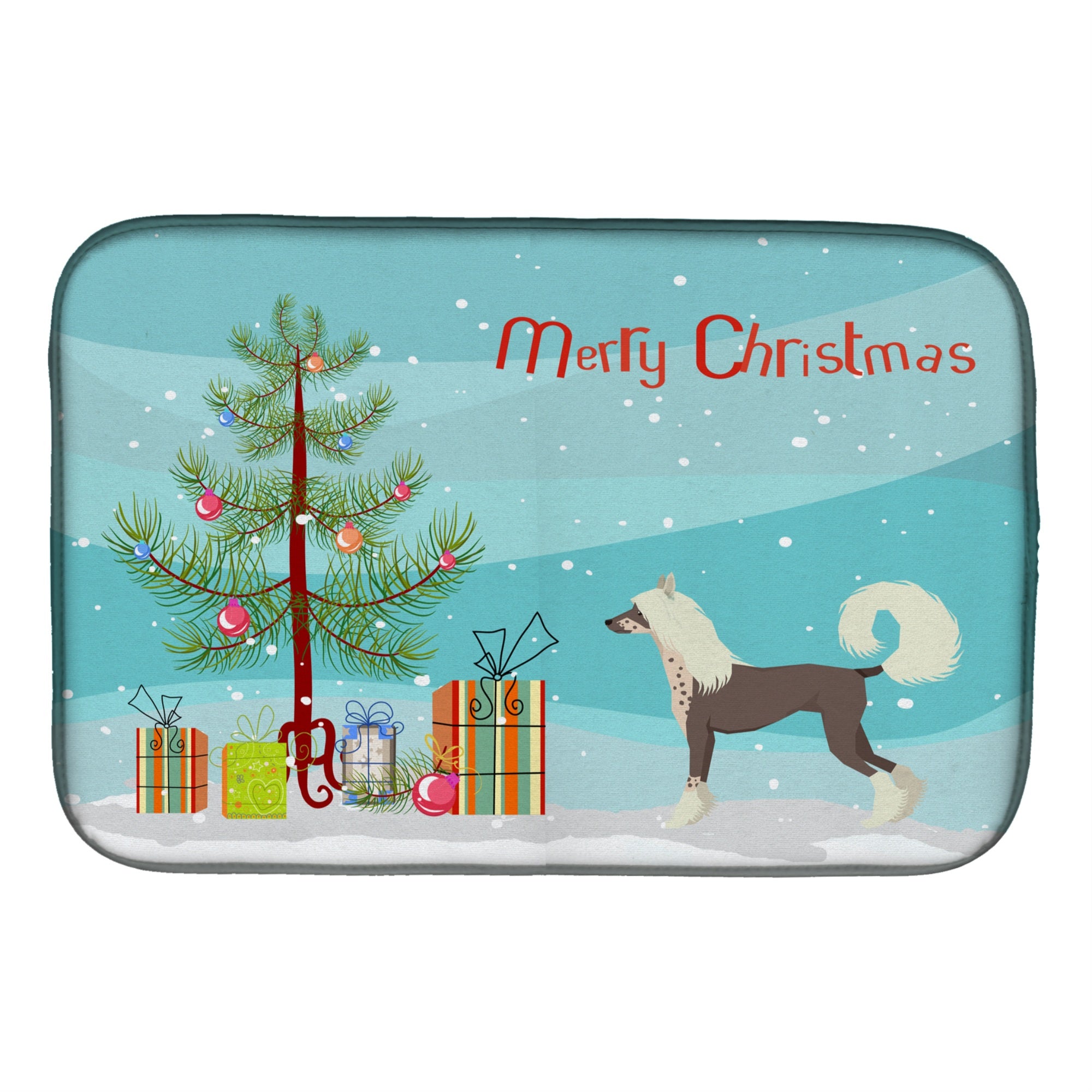 Caroline'S Treasures Ck3531Ddm Chinese Crested Christmas Tree Dish-Drying-Mats, 14 X 21, Multicolor