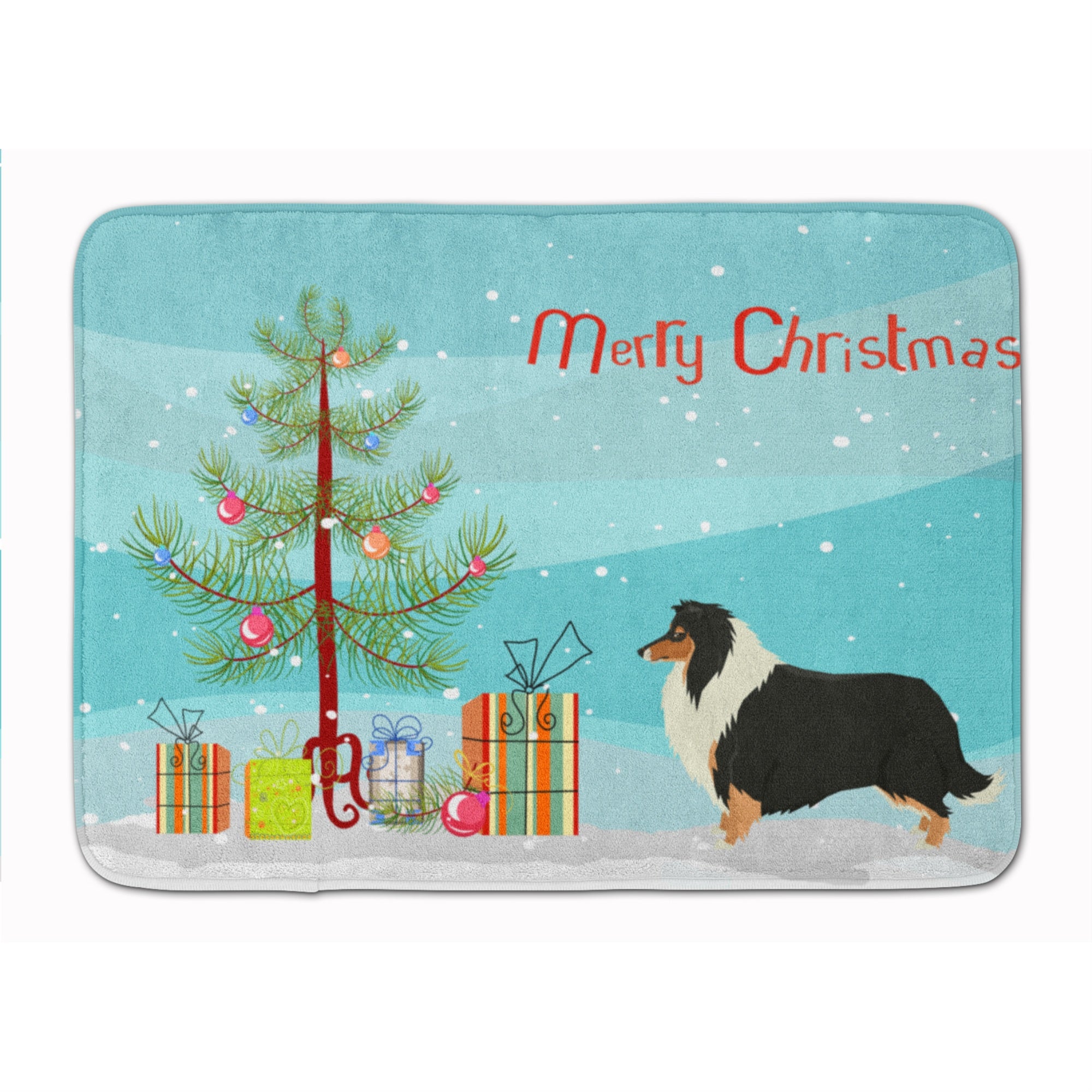 Caroline'S Treasures Collie Christmas Tree Machine Washable Memory Foam Mat Doormats, Multicolor