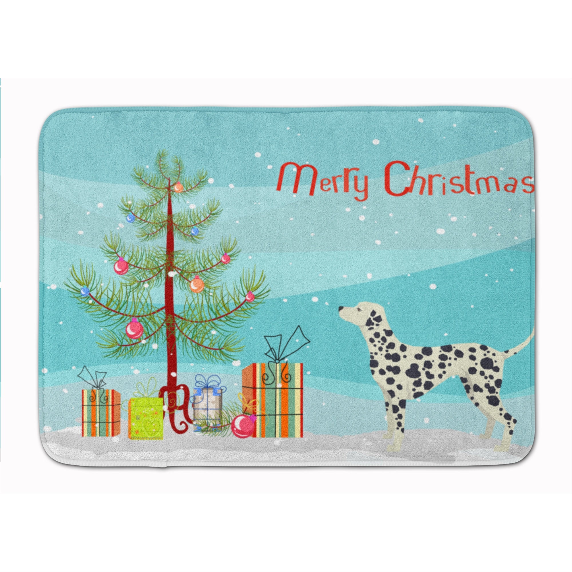 Caroline'S Treasures Dalmatian Christmas Tree Machine Washable Memory Foam Mat Doormats, Multicolor
