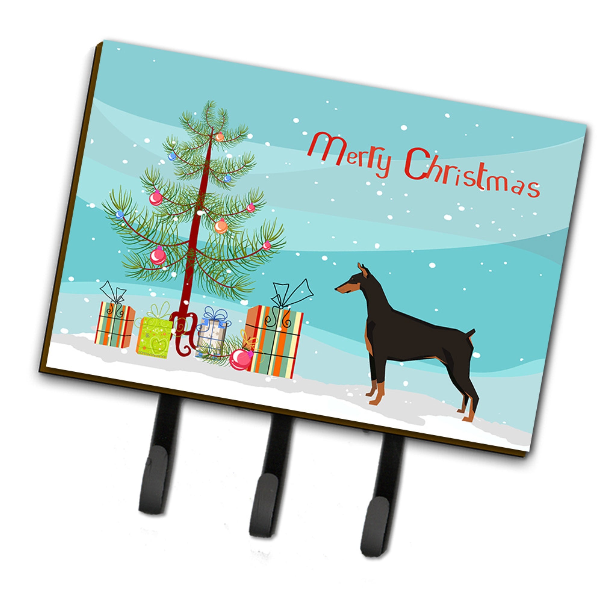 Caroline'S Treasures Doberman Pinscher Christmas Tree Leash Or Key Holder Hooks, Multicolor