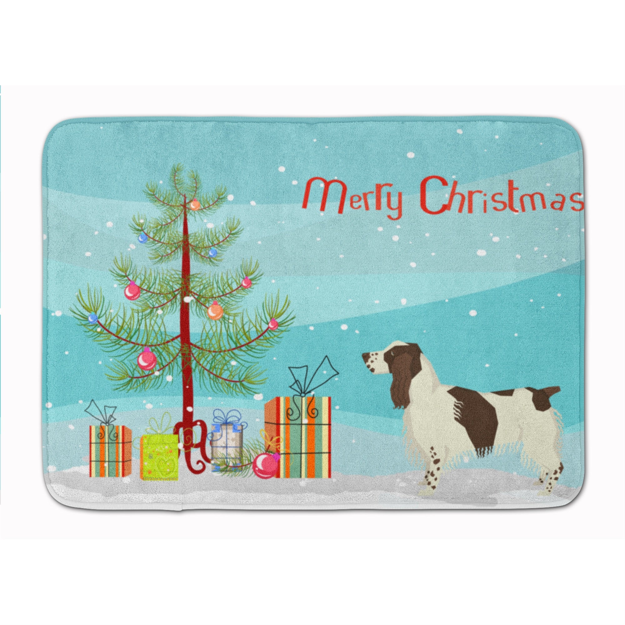Caroline'S Treasures English Springer Spaniel Christmas Tree Machine Washable Memory Foam Mat Doormats, Multicolor