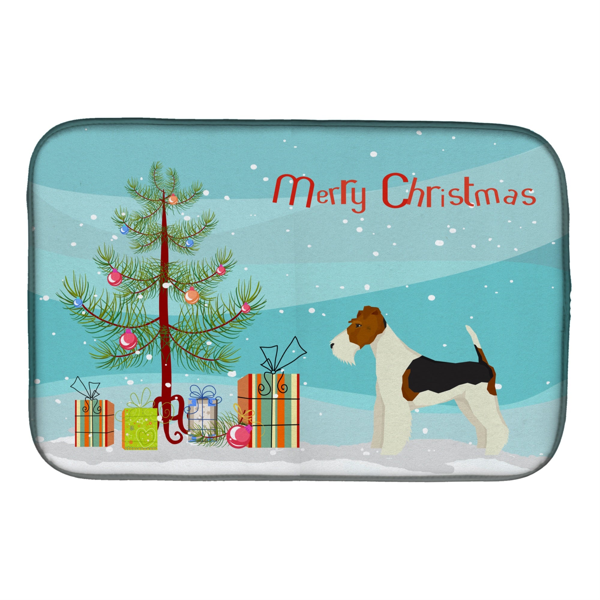 Caroline'S Treasures Ck3538Ddm Fox Terrier Christmas Tree Dish-Drying-Mats, 14 X 21, Multicolor