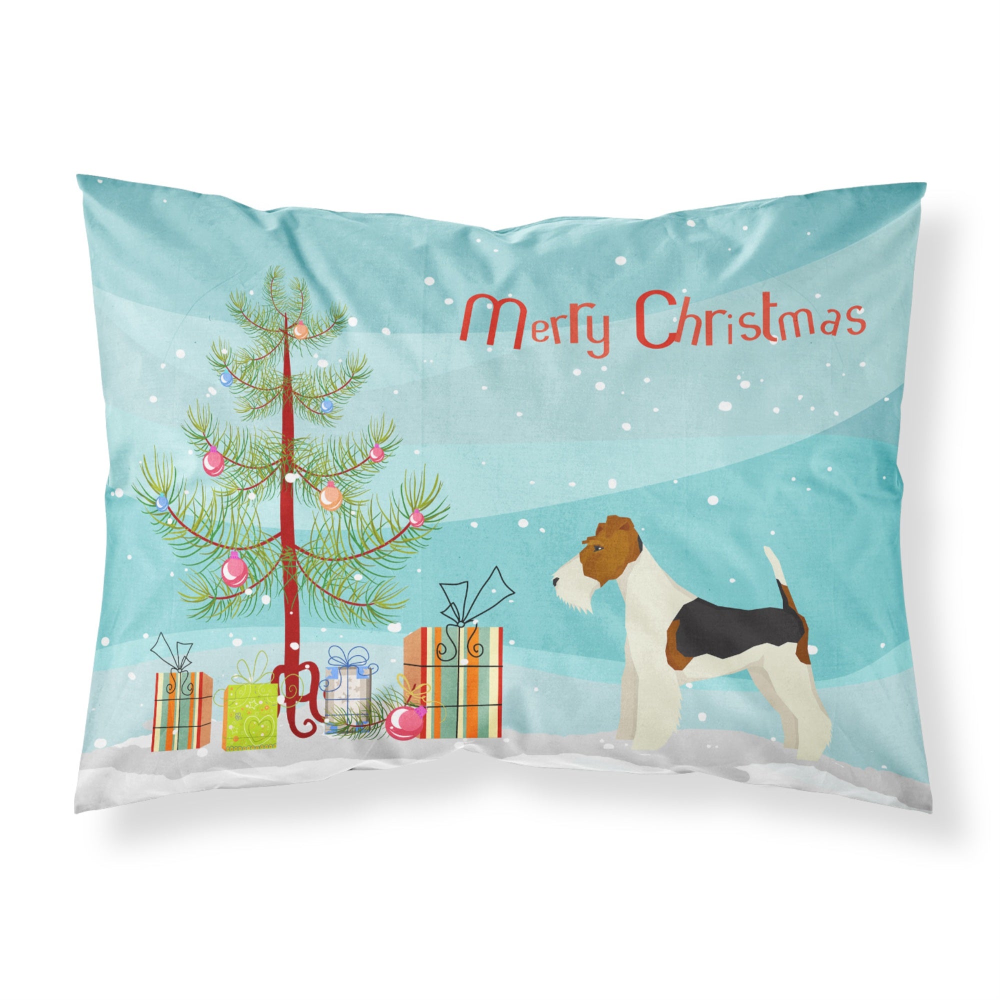Caroline'S Treasures Fox Terrier Christmas Tree Fabric Standard Pillowcases, Multicolor