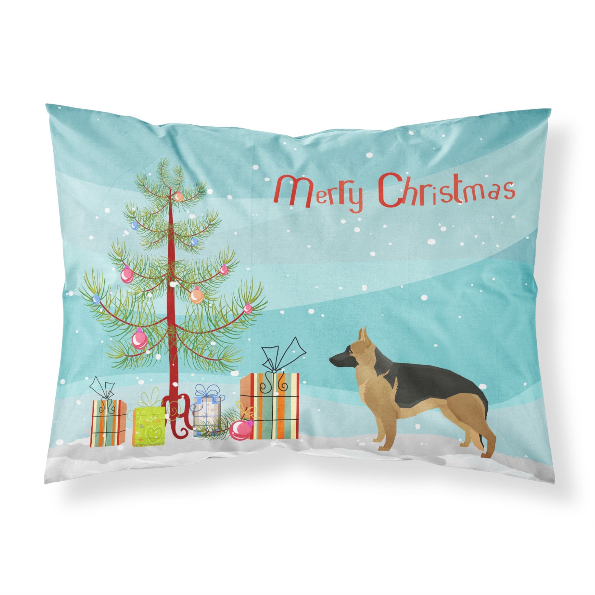 Caroline'S Treasures German Shepherd Christmas Tree Fabric Standard Pillowcases, Multicolor
