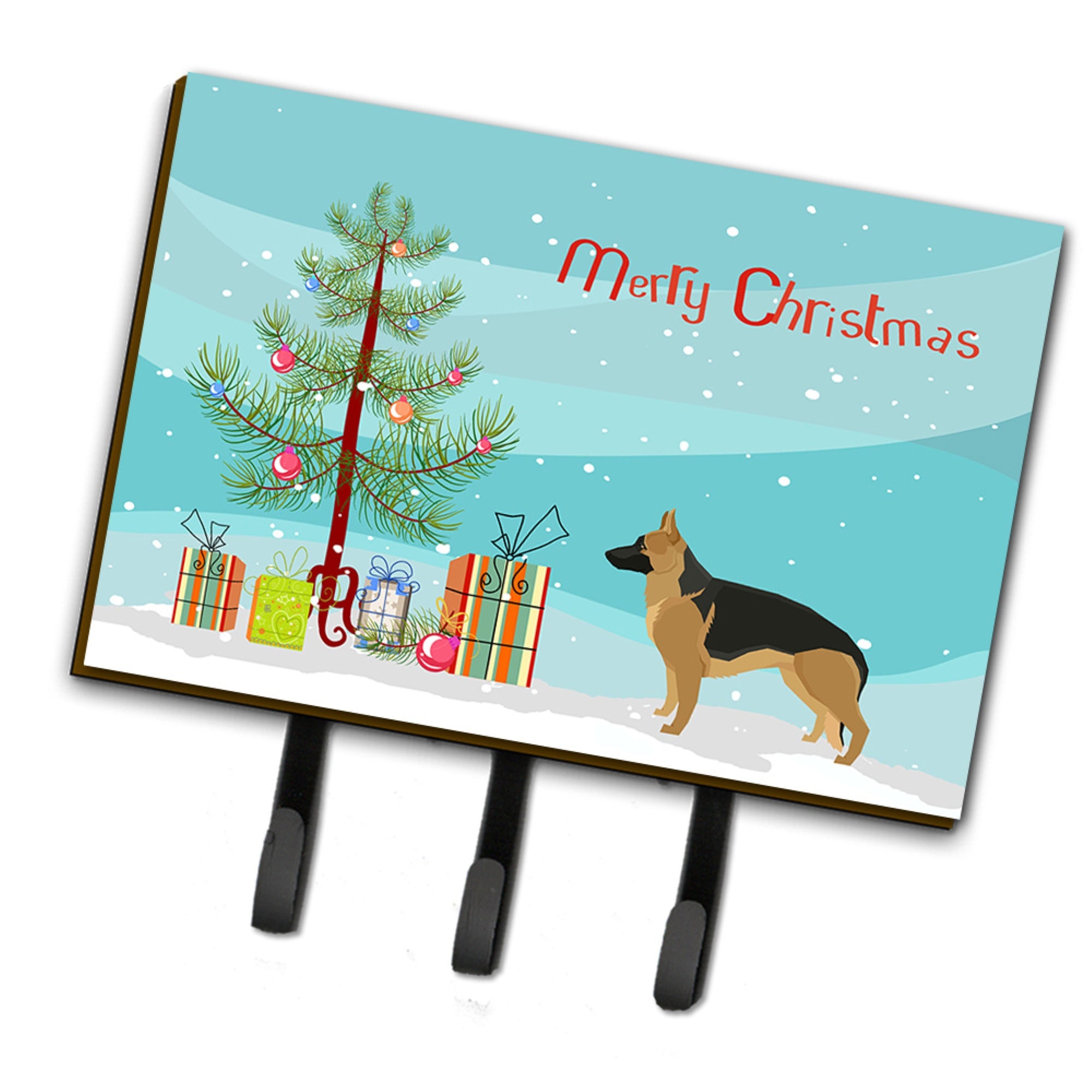 Caroline'S Treasures German Shepherd Christmas Tree Leash Or Key Holder Hooks, Multicolor