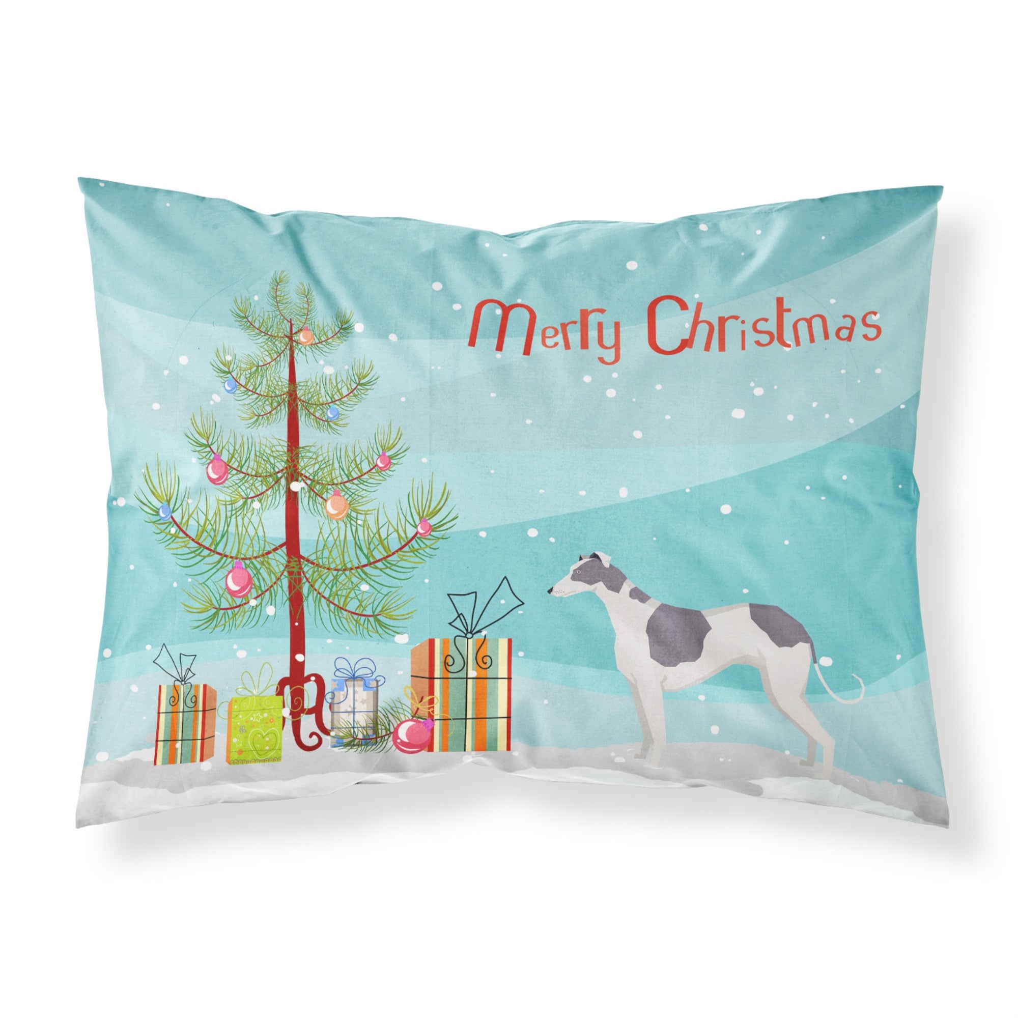 Caroline'S Treasures Greyhound Christmas Tree Fabric Standard Pillowcases, Multicolor