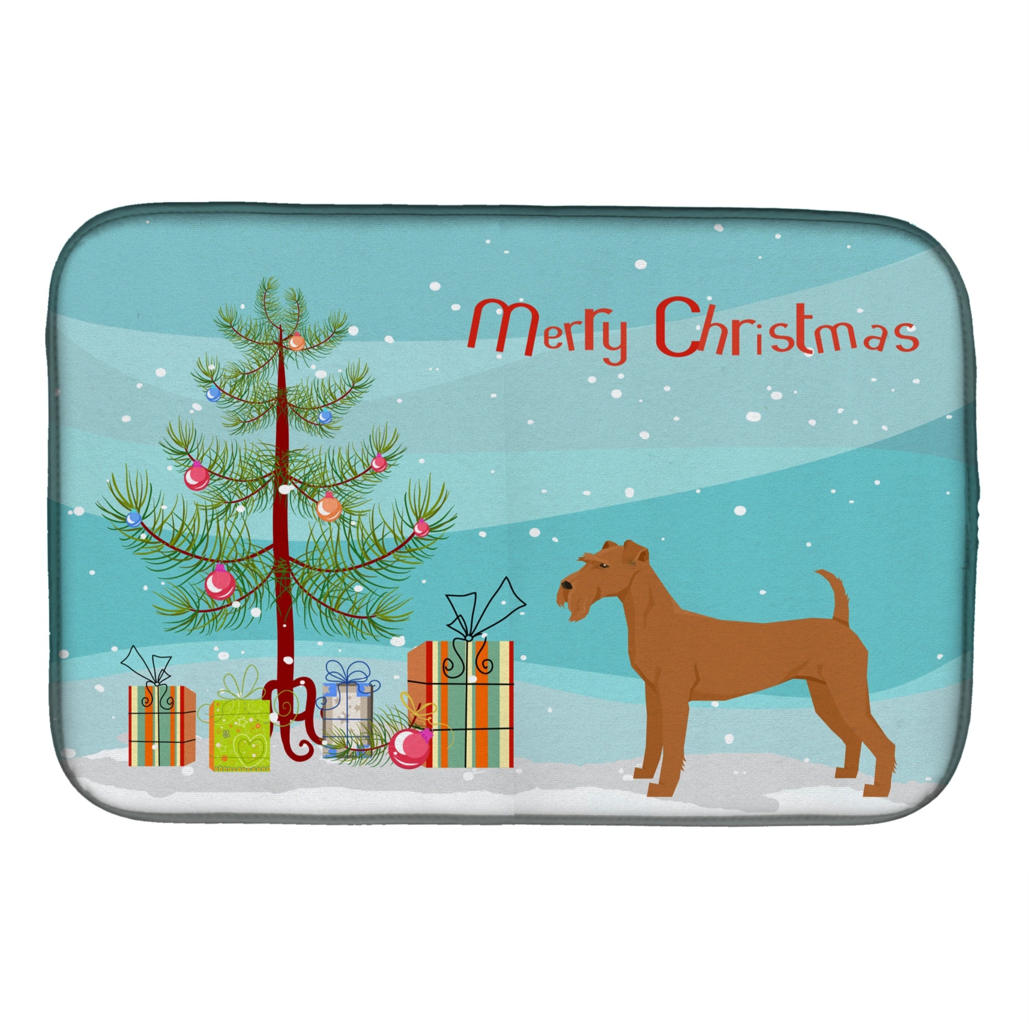 Caroline'S Treasures Ck3546Ddm Irish Terrier Christmas Tree Dish-Drying-Mats, 14 X 21, Multicolor