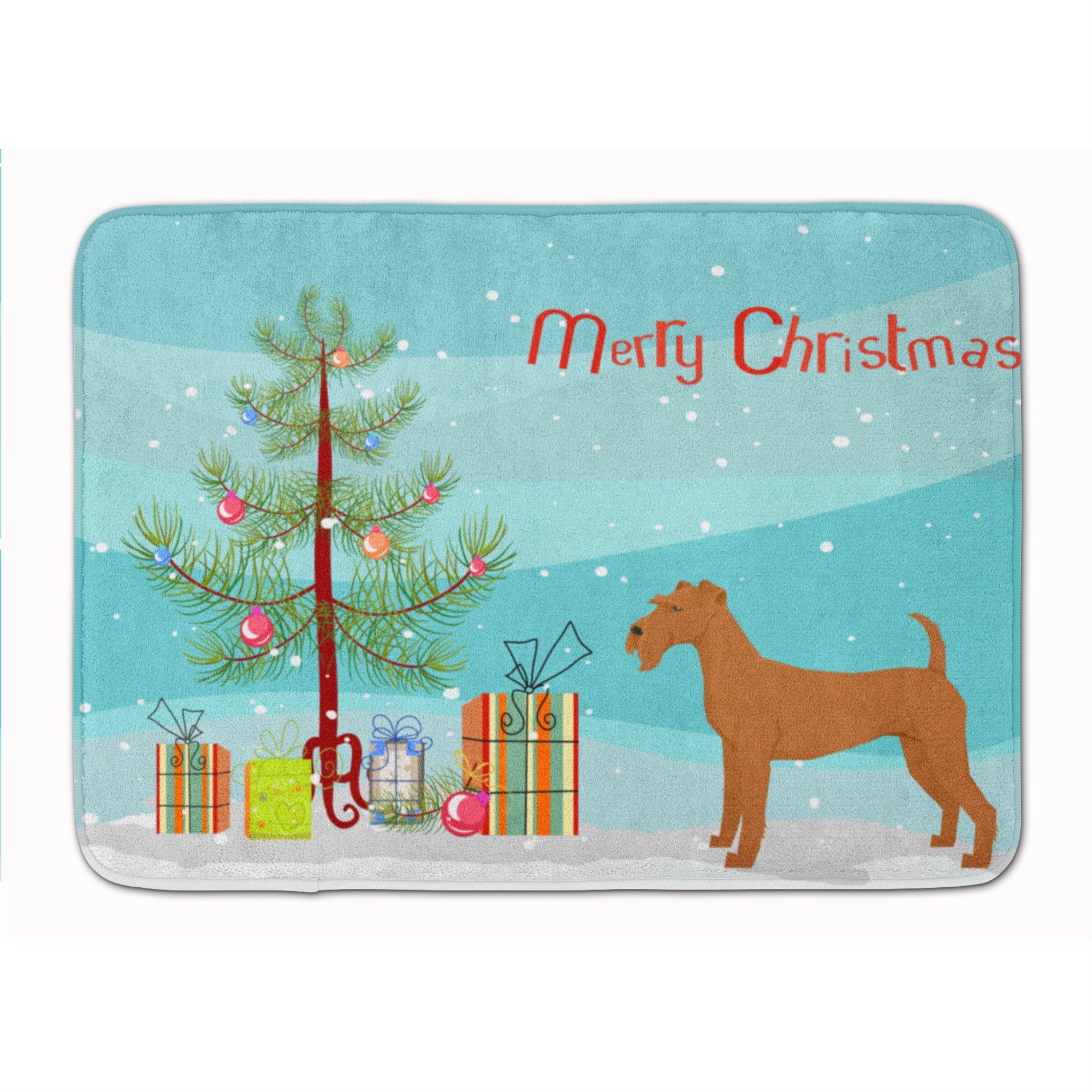 Caroline'S Treasures Irish Terrier Christmas Tree Machine Washable Memory Foam Mat Doormats, Multicolor