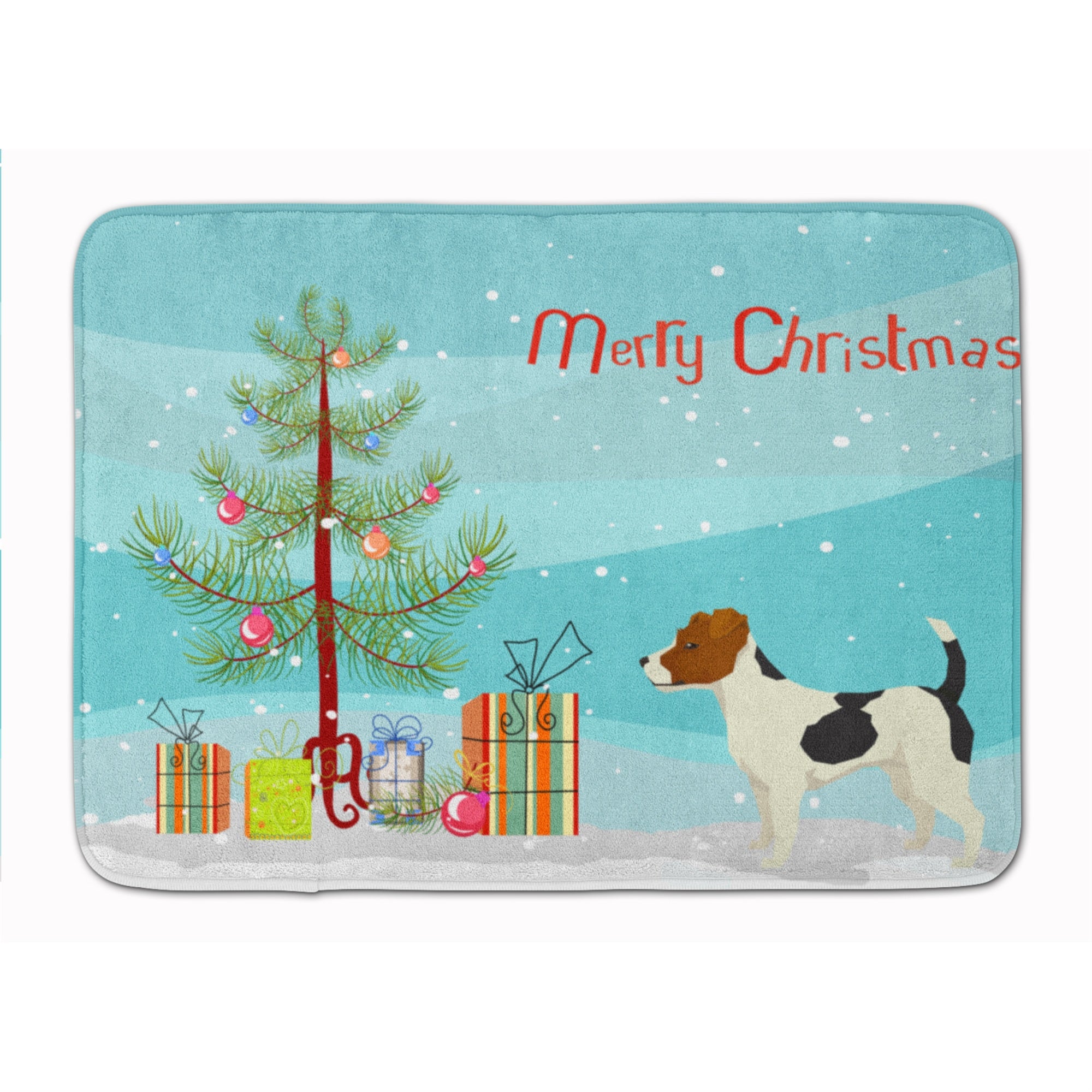 Caroline'S Treasures Jack Russell Terrier Christmas Tree Machine Washable Memory Foam Mat Doormats, Multicolor