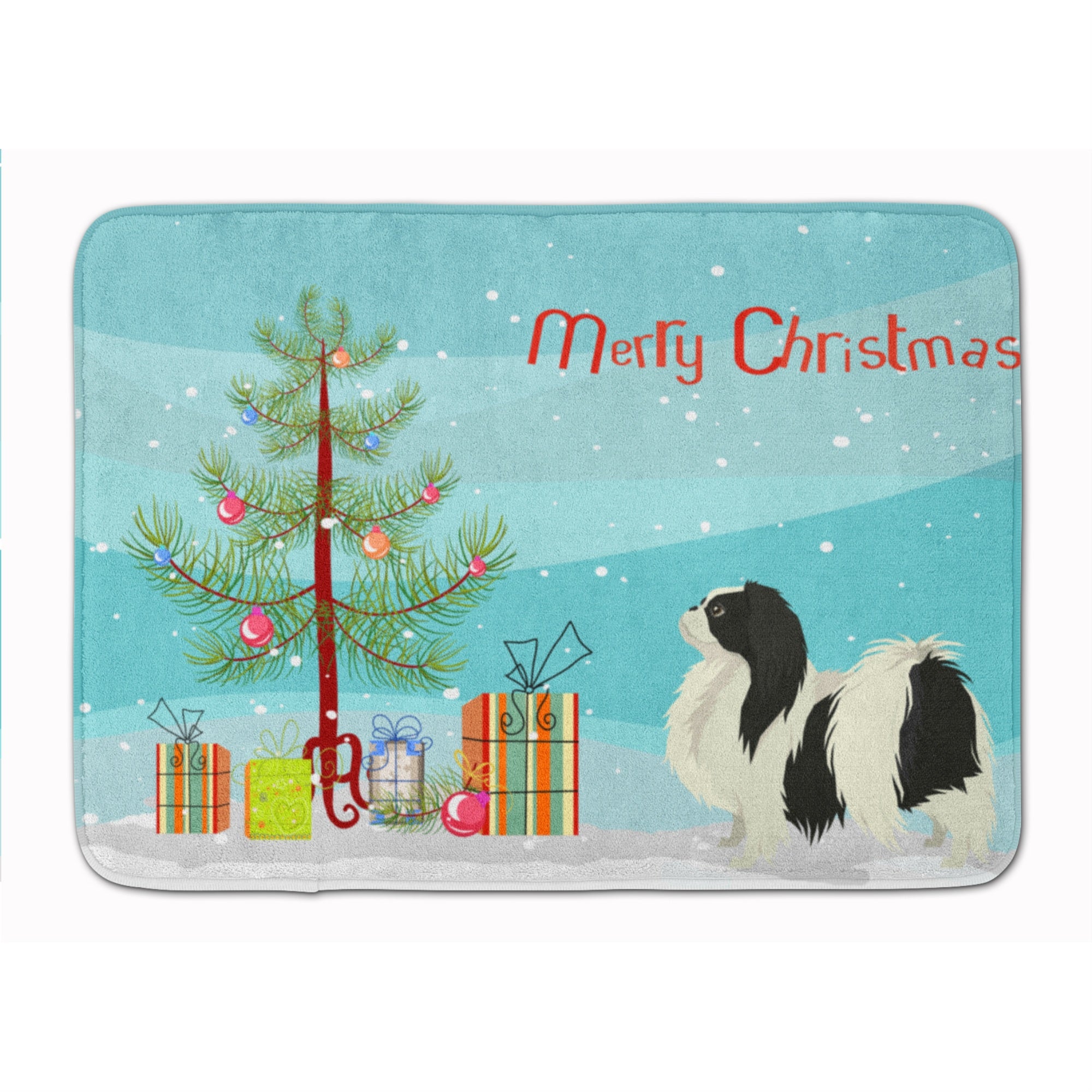 Caroline'S Treasures Japanese Chin Christmas Tree Machine Washable Memory Foam Mat Doormats, Multicolor
