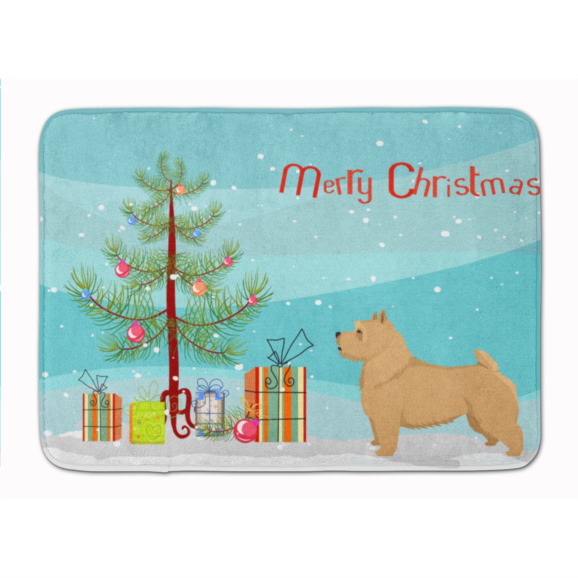 Caroline'S Treasures Norwich Terrier Christmas Tree Machine Washable Memory Foam Mat Doormats, Multicolor