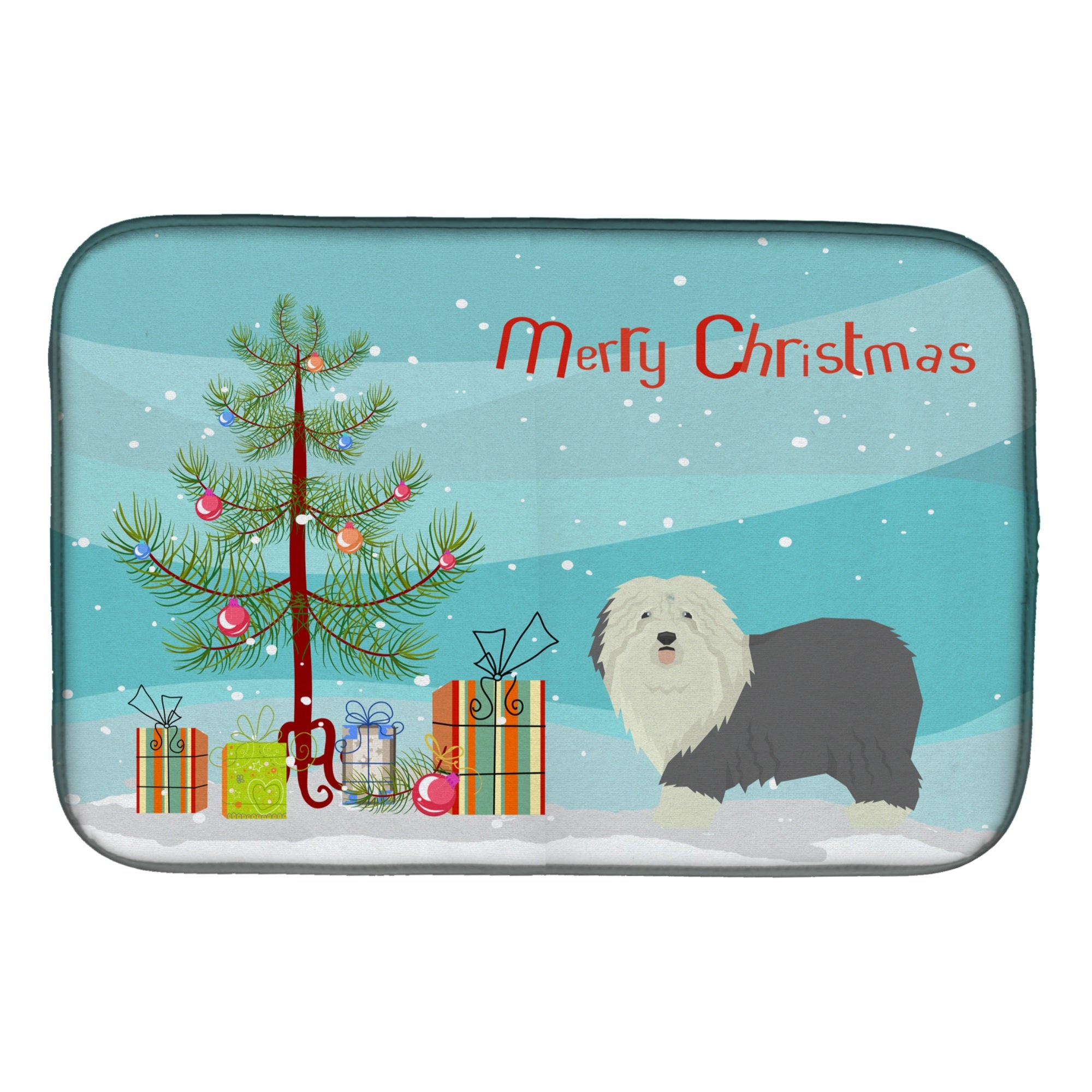 Caroline'S Treasures Ck3552Ddm Old English Sheepdog Christmas Tree Dish-Drying-Mats, 14 X 21, Multicolor