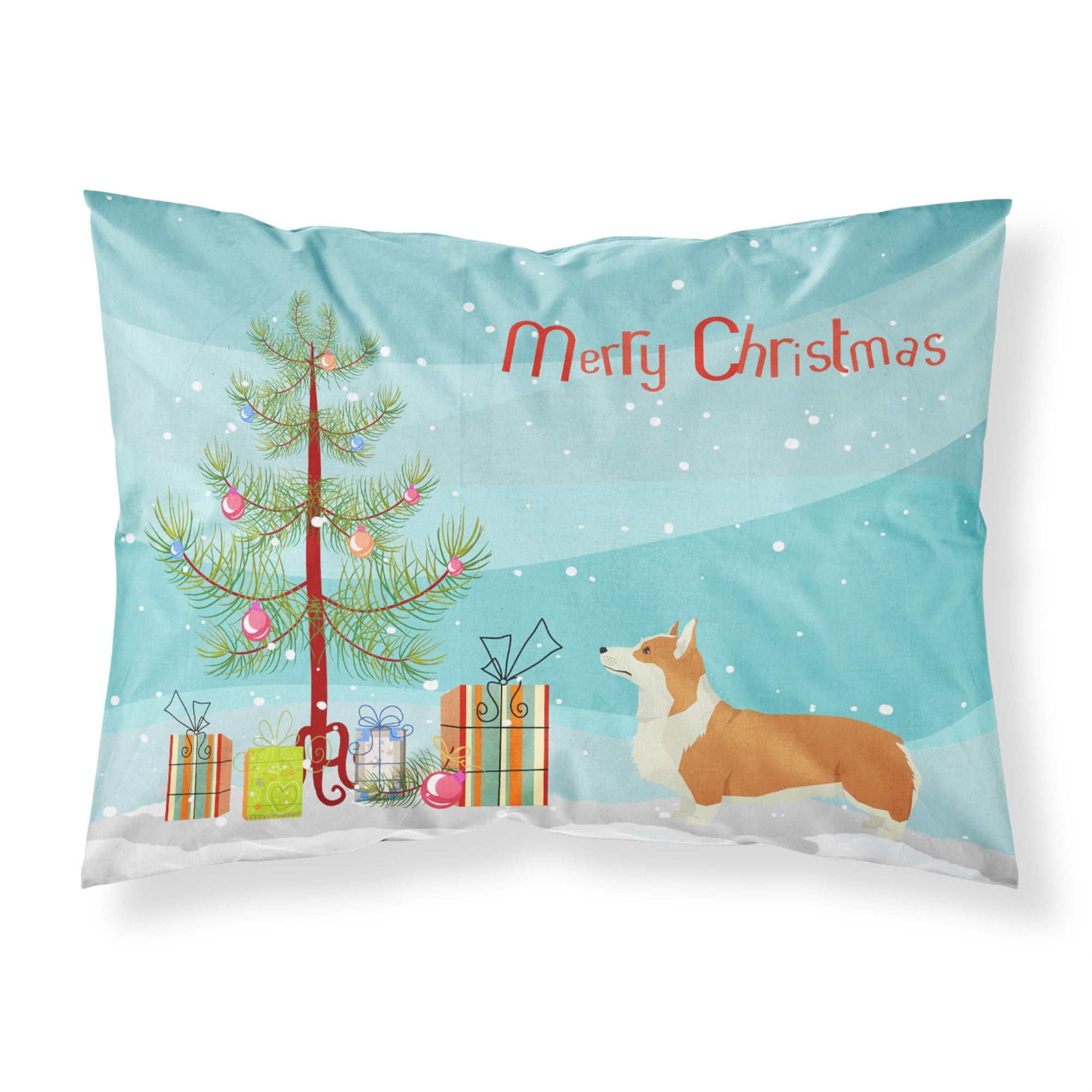 Caroline'S Treasures Pembroke Corgi Christmas Tree Fabric Standard Pillowcases, Multicolor