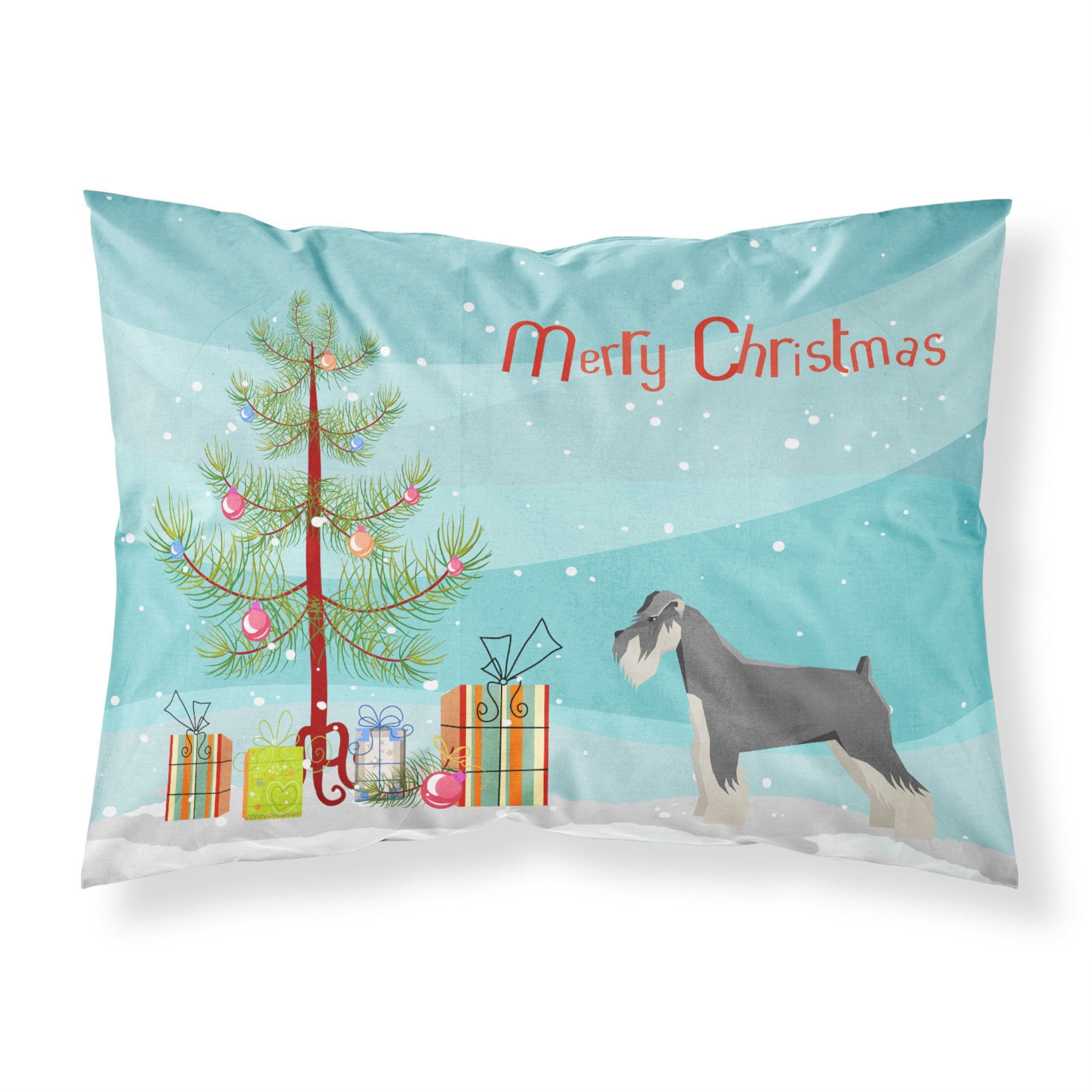 Caroline'S Treasures Schnauzer Christmas Tree Fabric Standard Pillowcases, Multicolor