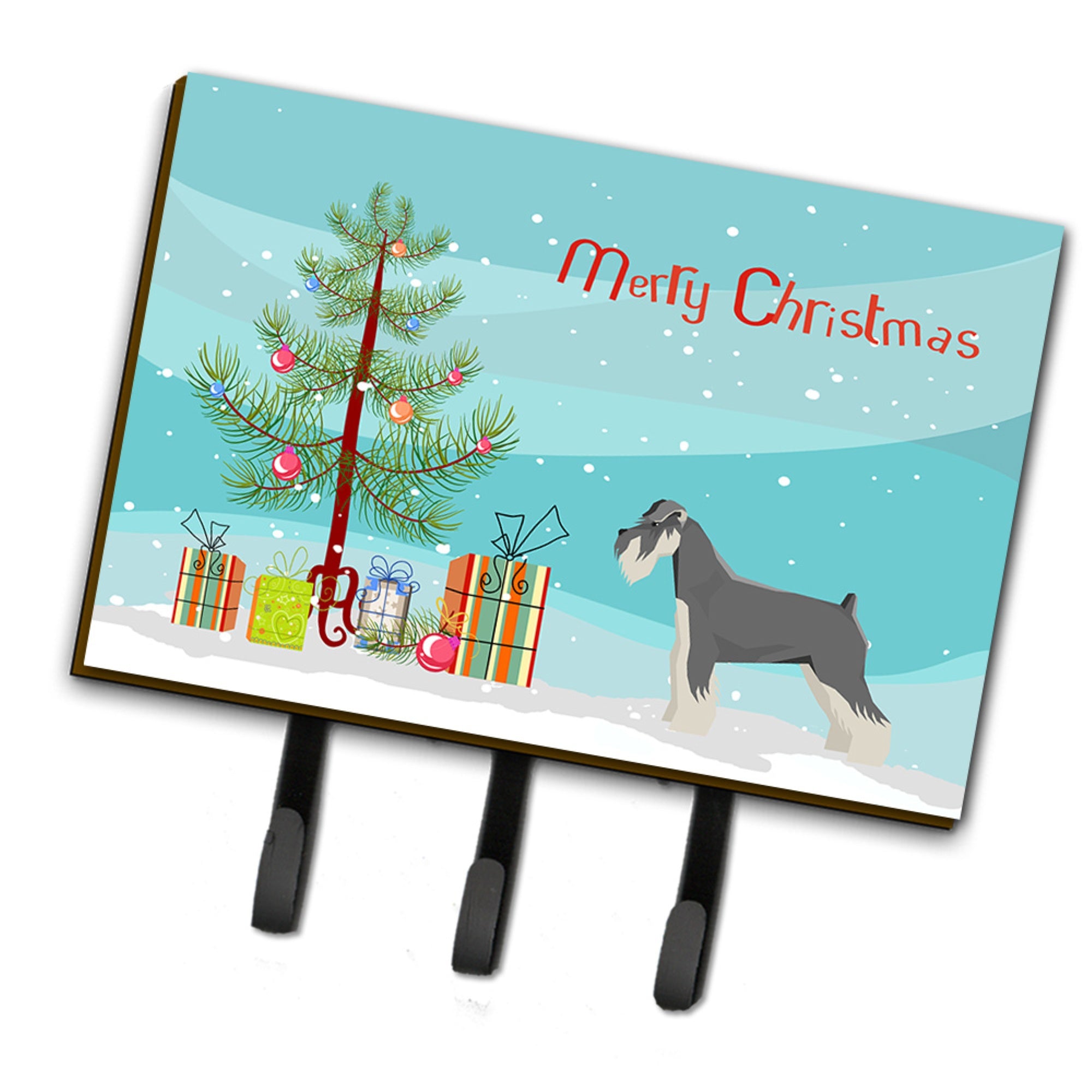 Caroline'S Treasures Schnauzer Christmas Tree Leash Or Key Holder Hooks, Multicolor