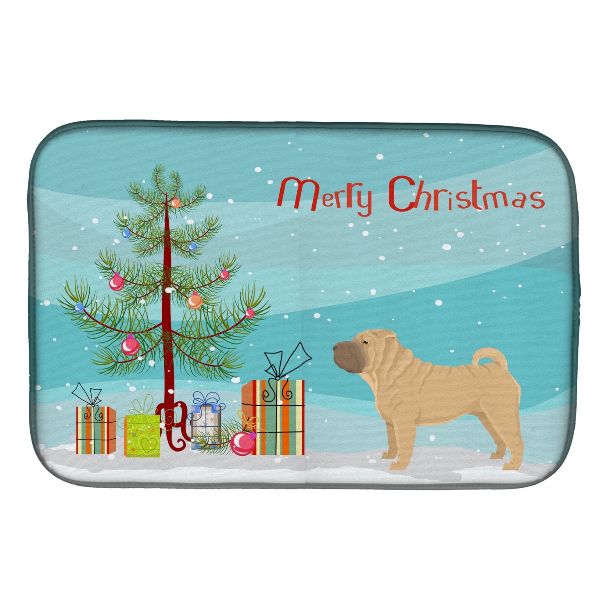 Caroline'S Treasures Ck3562Ddm Shar Pei Christmas Tree Dish-Drying-Mats, 14 X 21, Multicolor