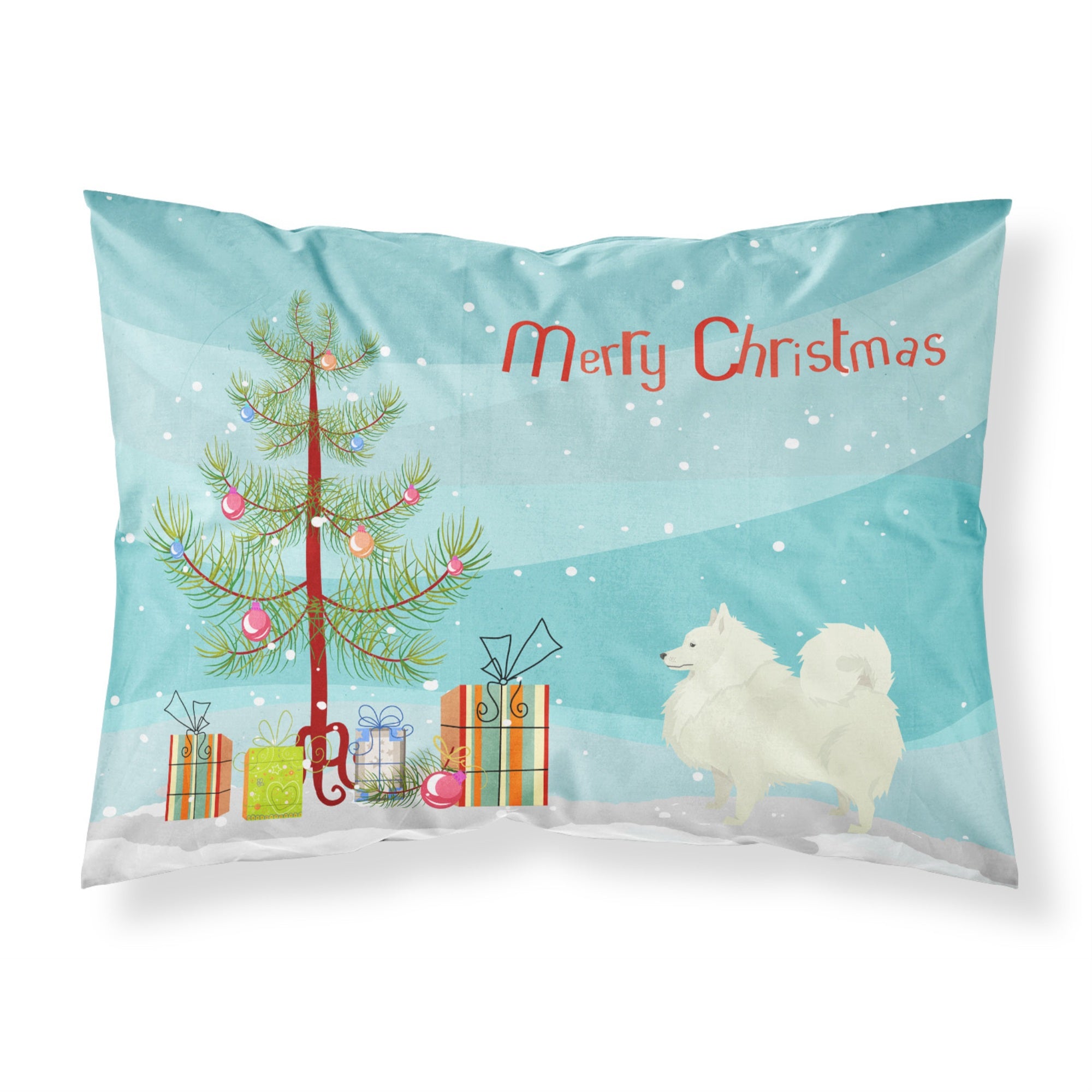 Caroline'S Treasures Spitz Christmas Tree Fabric Standard Pillowcases, Multicolor