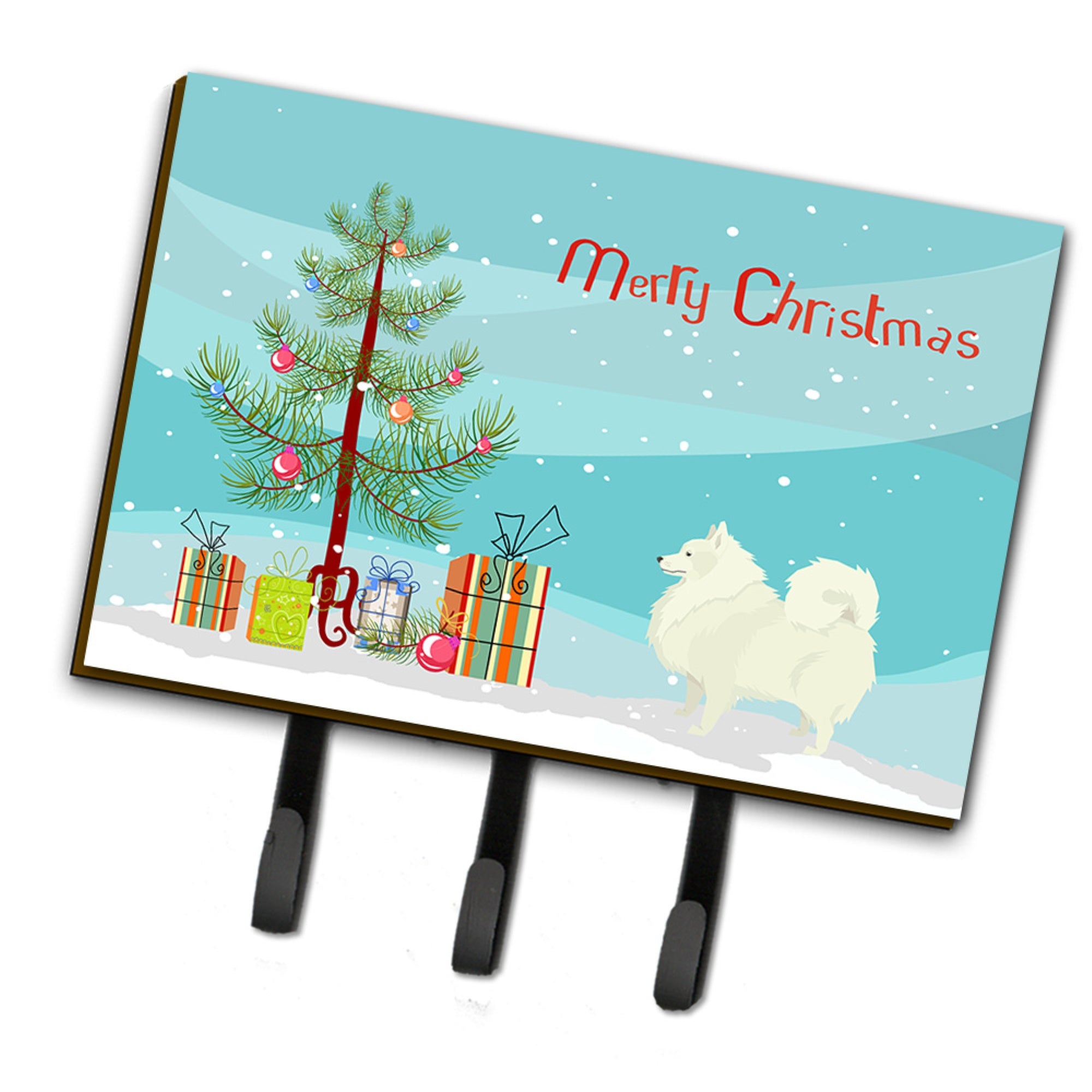 Caroline'S Treasures Spitz Christmas Tree Leash Or Key Holder Hooks, Multicolor