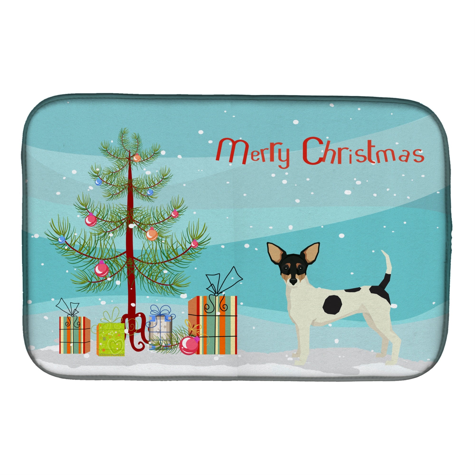 Caroline'S Treasures Ck3567Ddm Toy Fox Terrier Christmas Tree Dish-Drying-Mats, 14 X 21, Multicolor