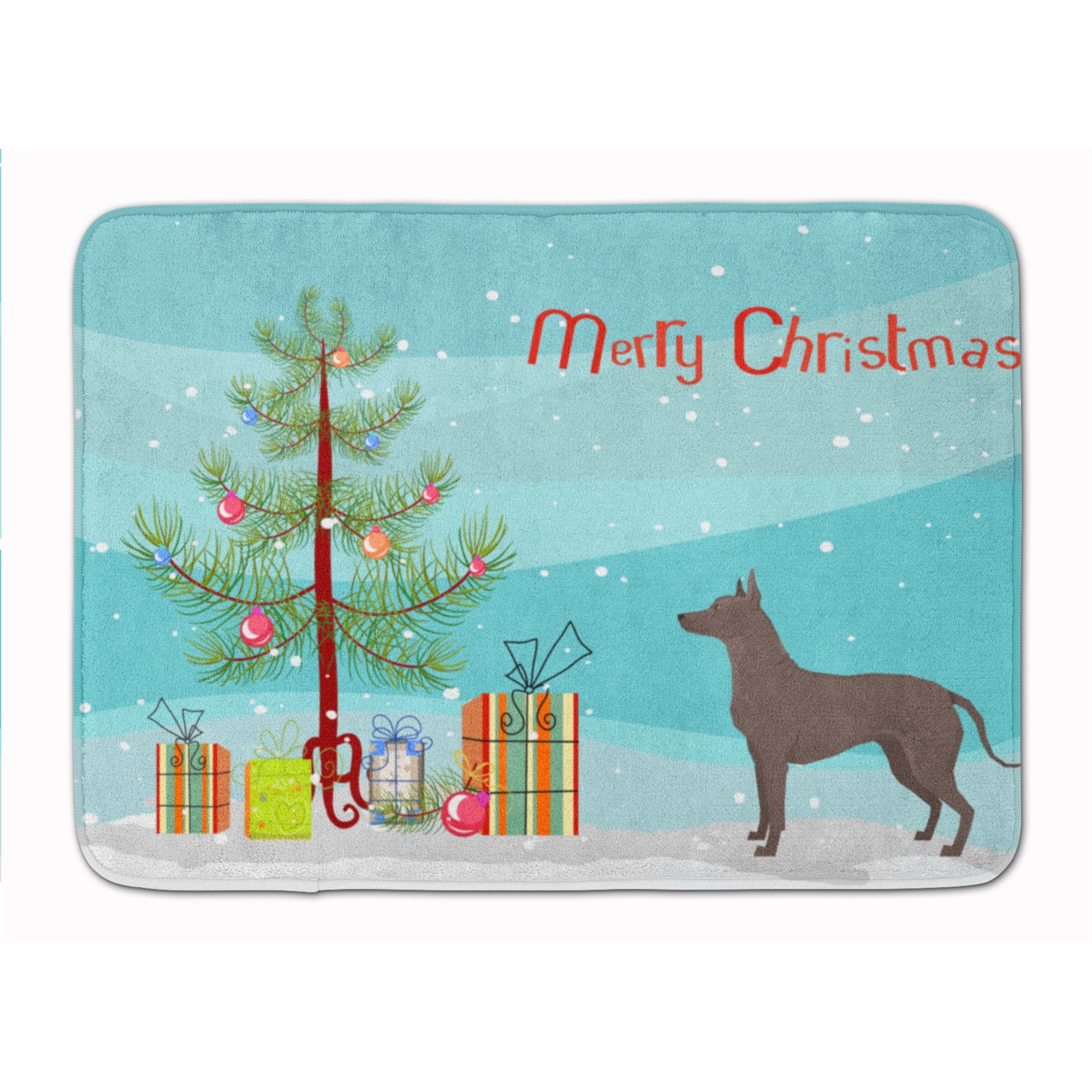 Caroline'S Treasures Mexican Hairless Dog Xolo Christmas Tree Machine Washable Memory Foam Mat Doormats, Multicolor